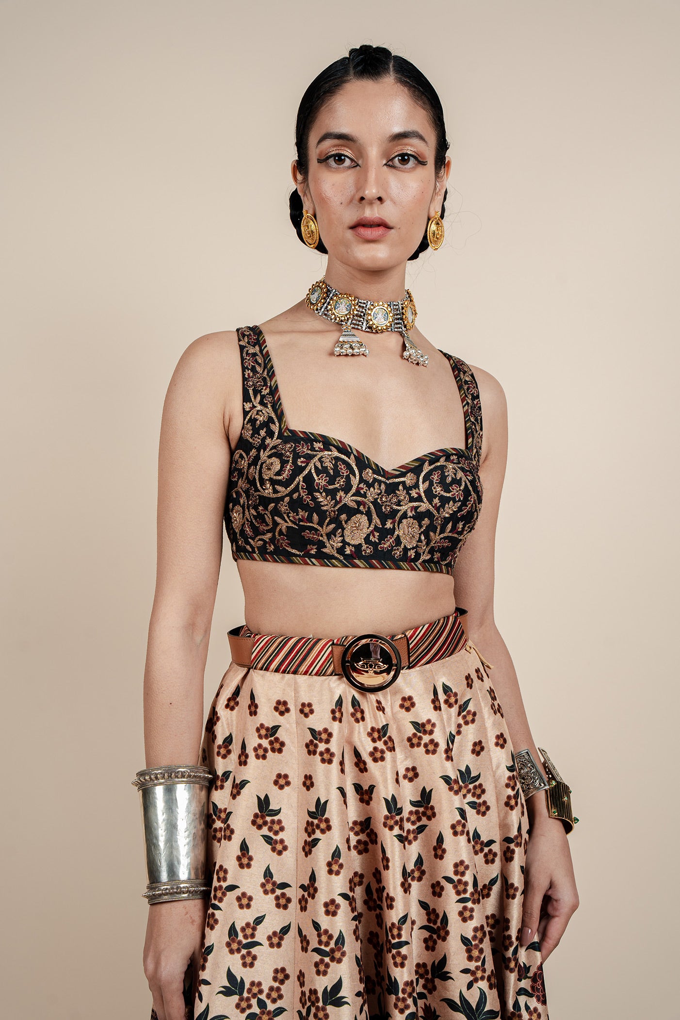 Pearl Beige Skirt Set | CHAR