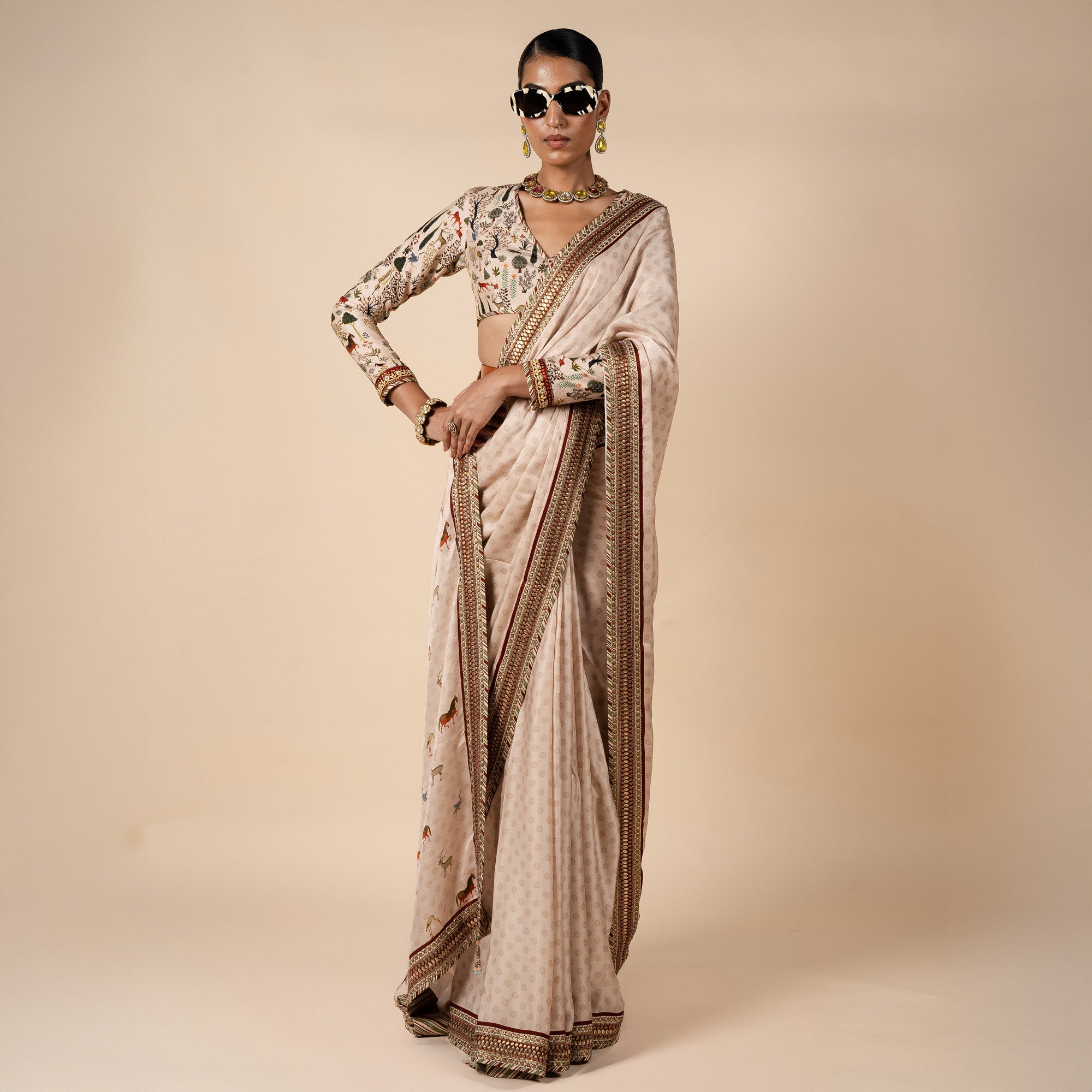 Powder Pink Saree Set | PANJ