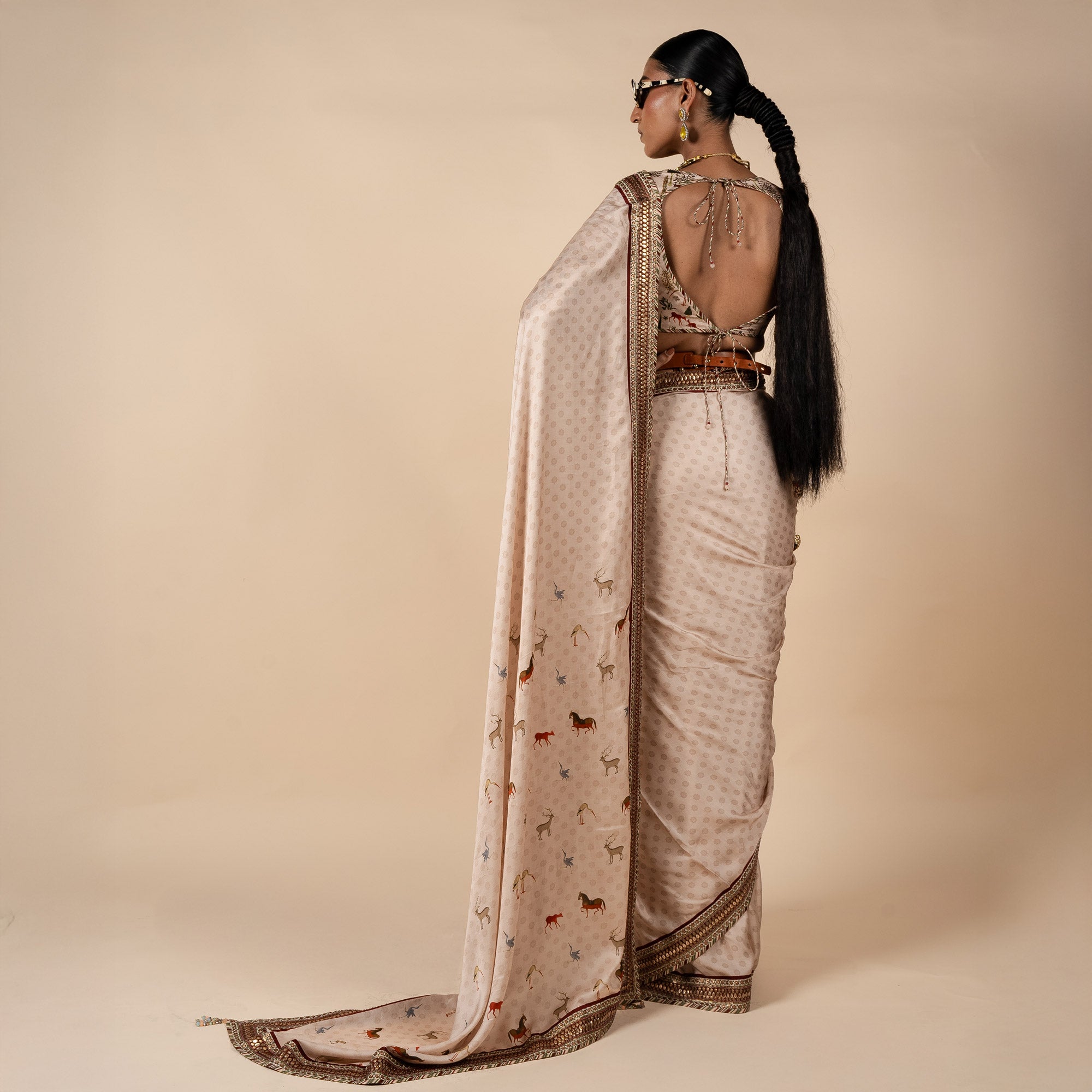 Powder Pink Saree Set | PANJ