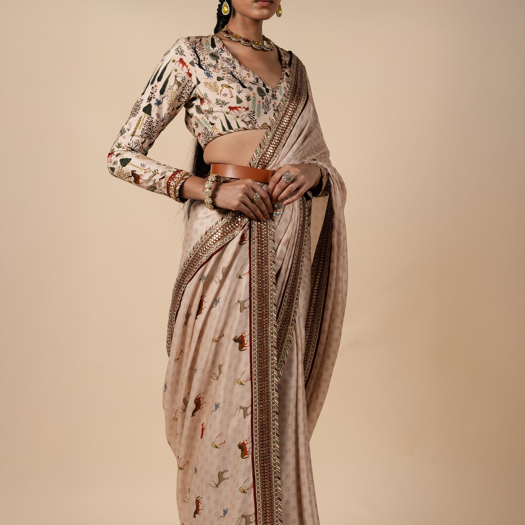 Powder Pink Saree Set | PANJ