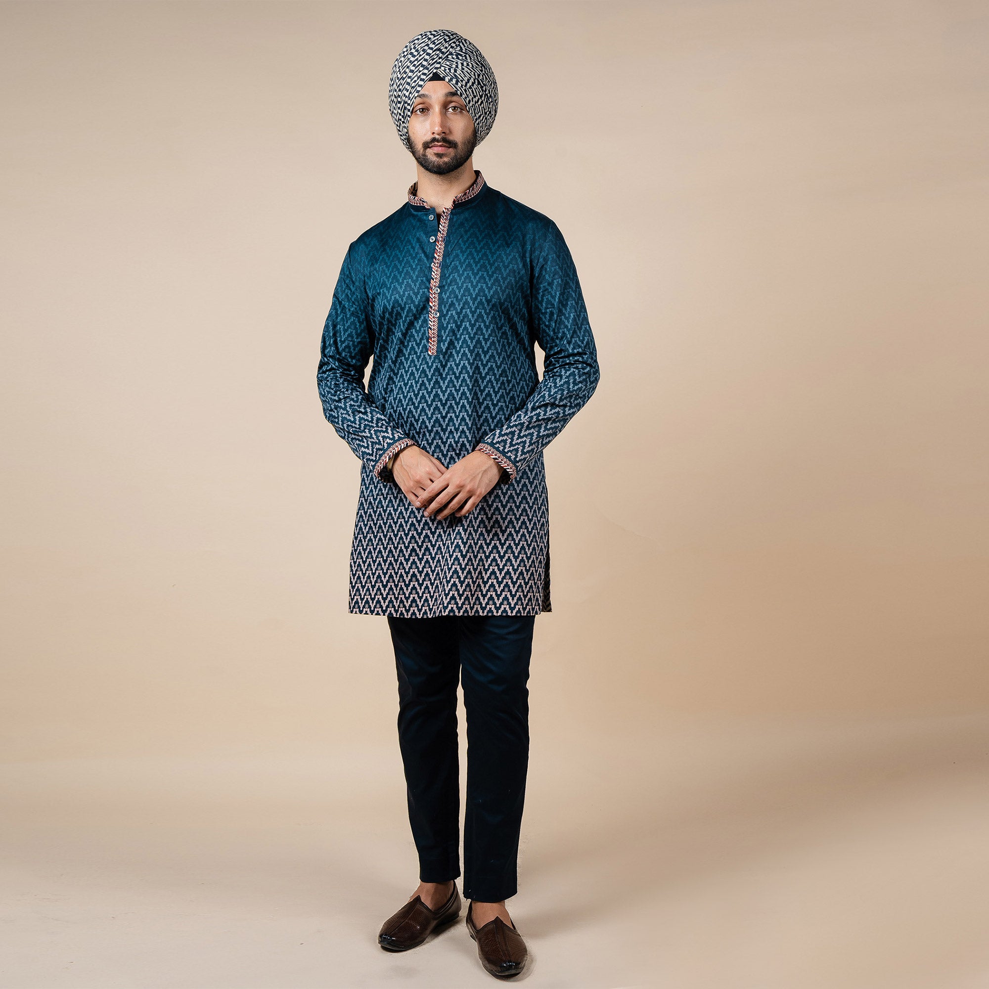 Prussian Blue - Blush Nugrey Ombre Kurta | PANJ