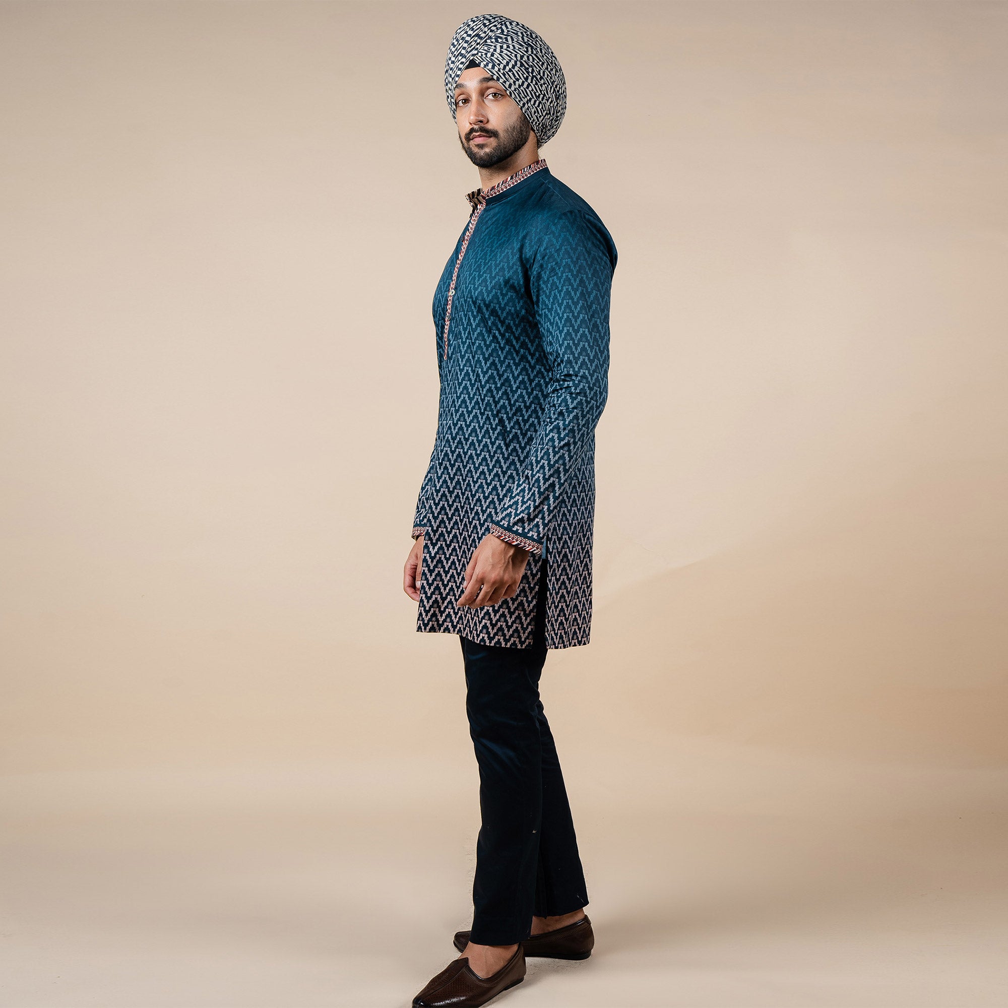 Prussian Blue - Blush Nugrey Ombre Kurta | PANJ