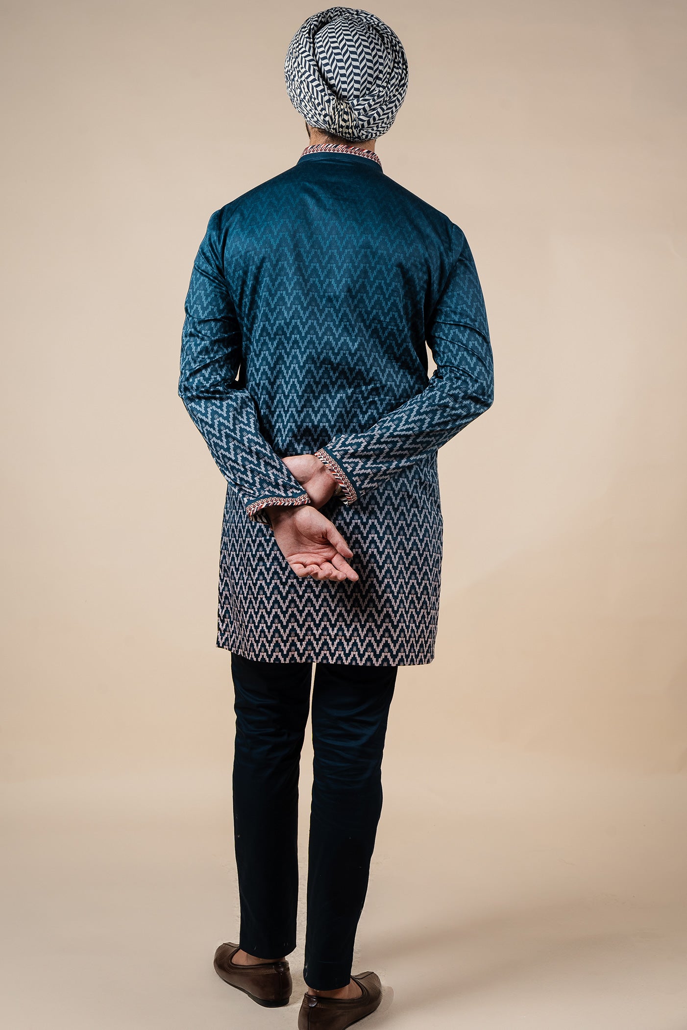 Prussian Blue - Blush Nugrey Ombre Kurta | PANJ
