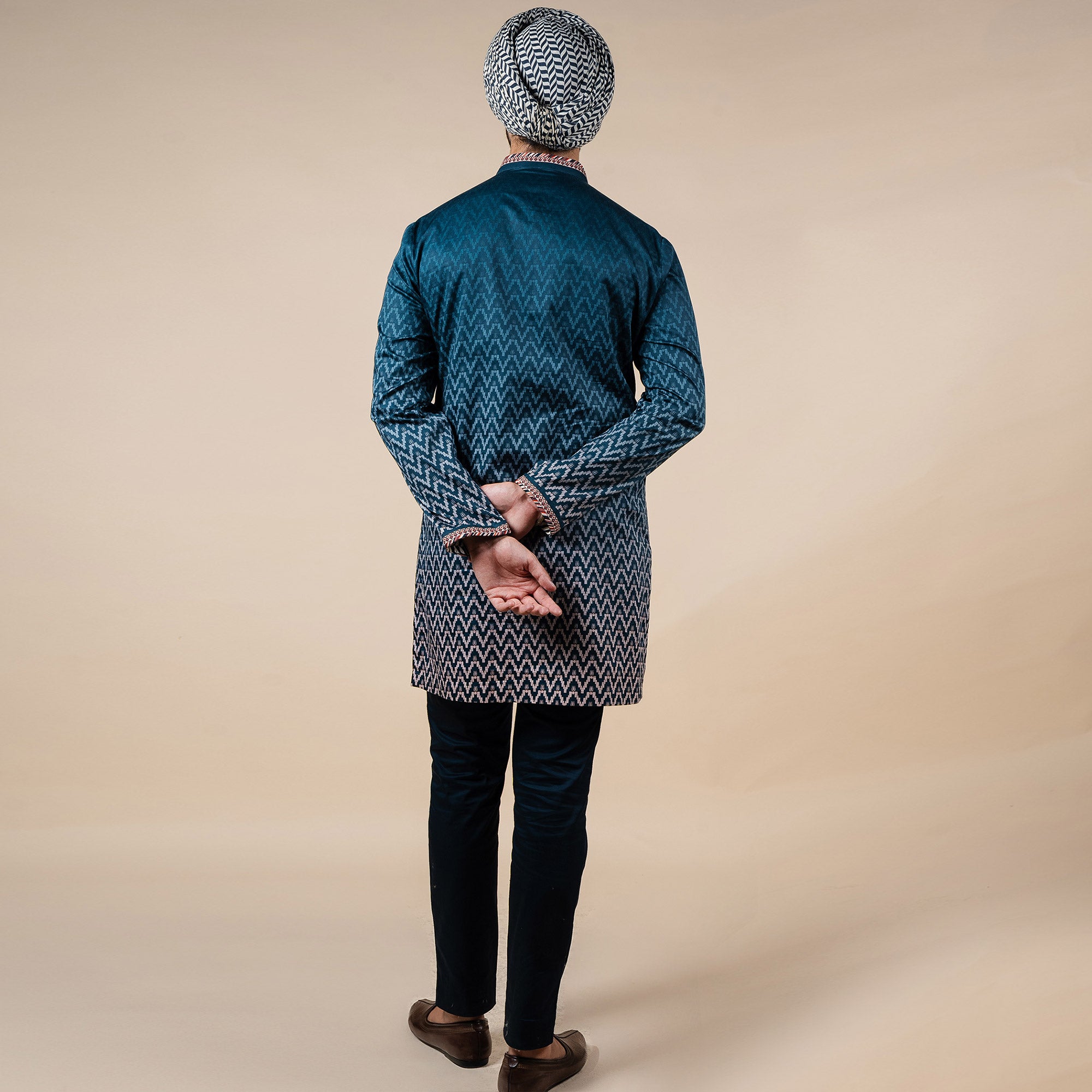 Prussian Blue - Blush Nugrey Ombre Kurta | PANJ