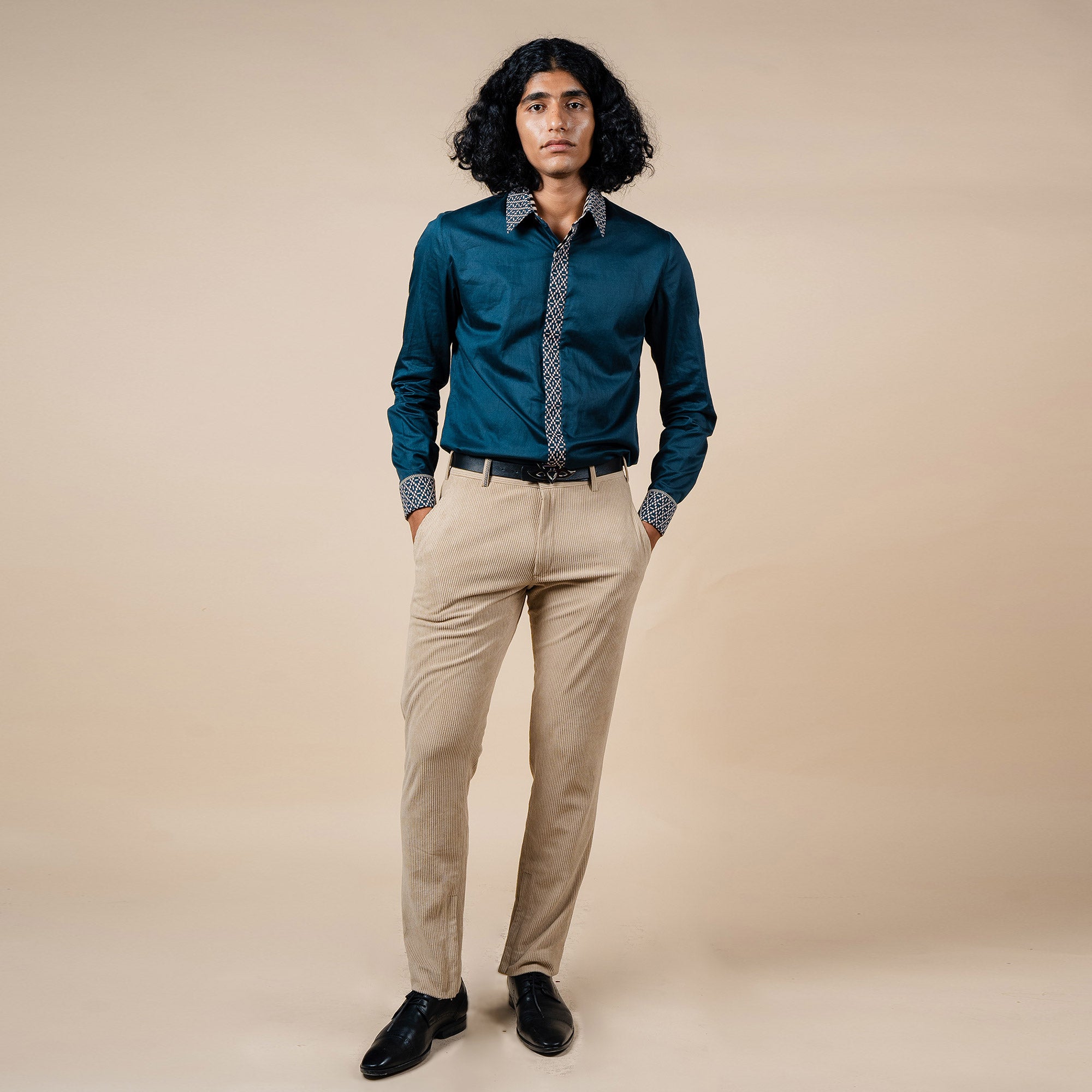 Prussian Blue Solid Shirt | PANJ