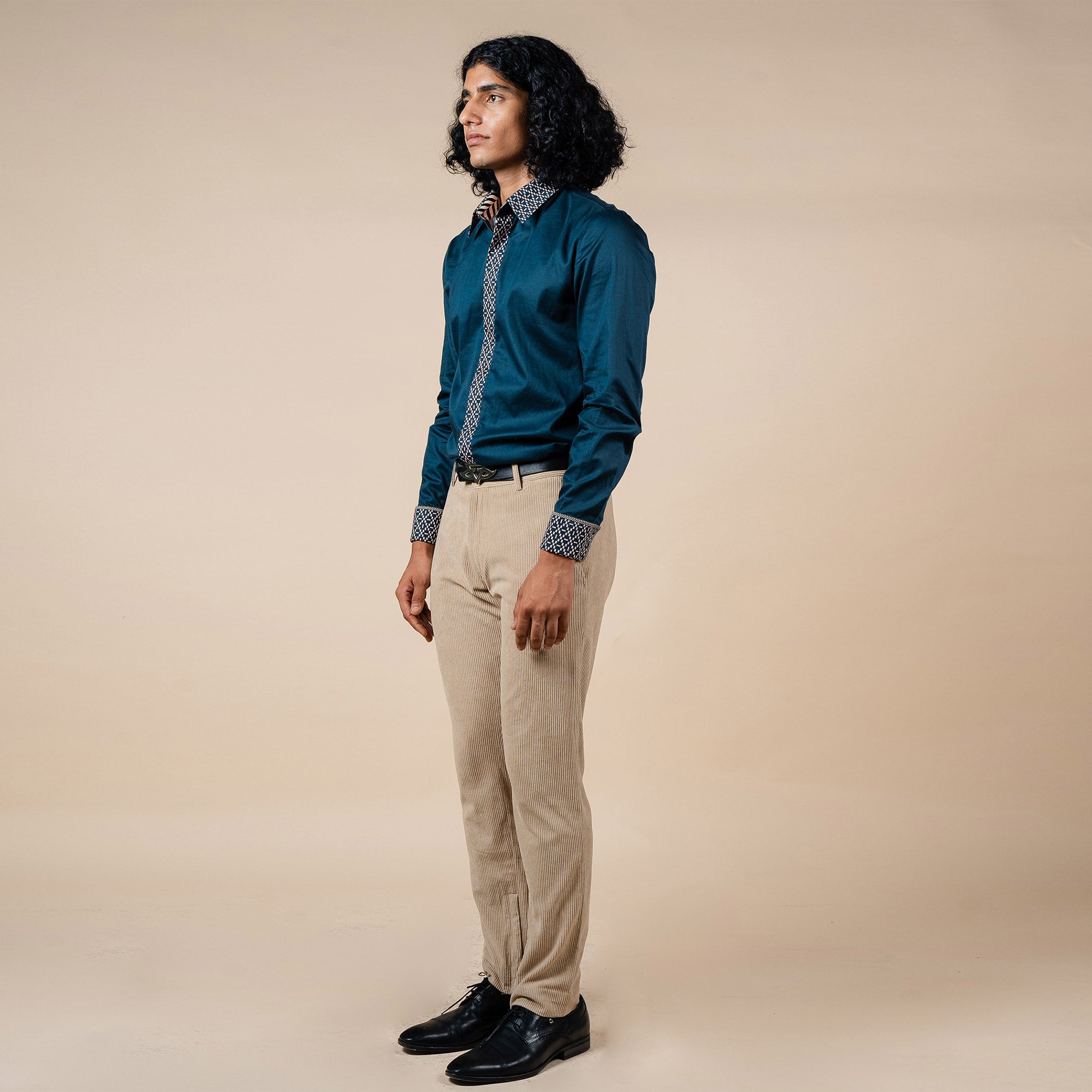 Prussian Blue Solid Shirt | PANJ