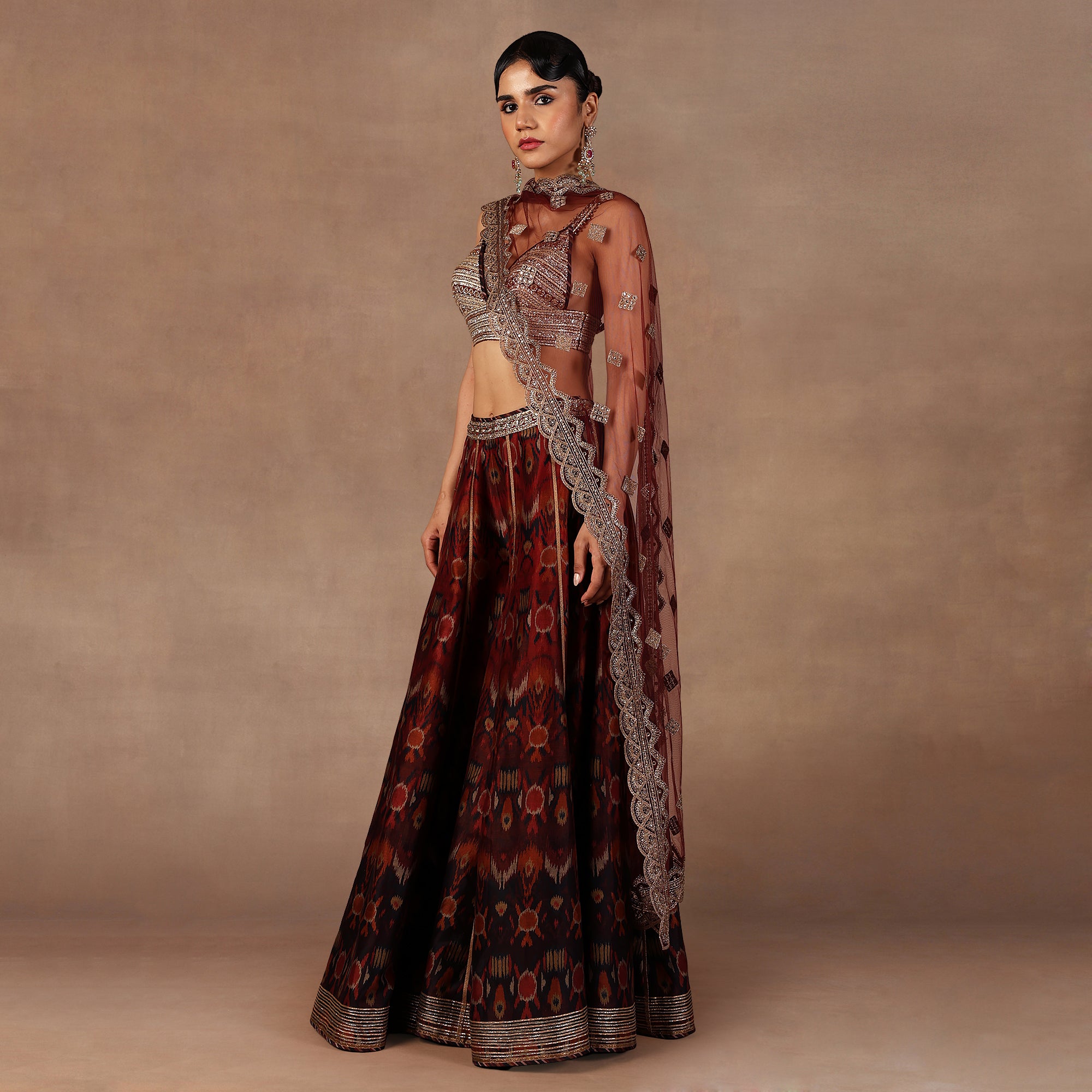 Red - Burgundy Ombre Sharara Set | EAST