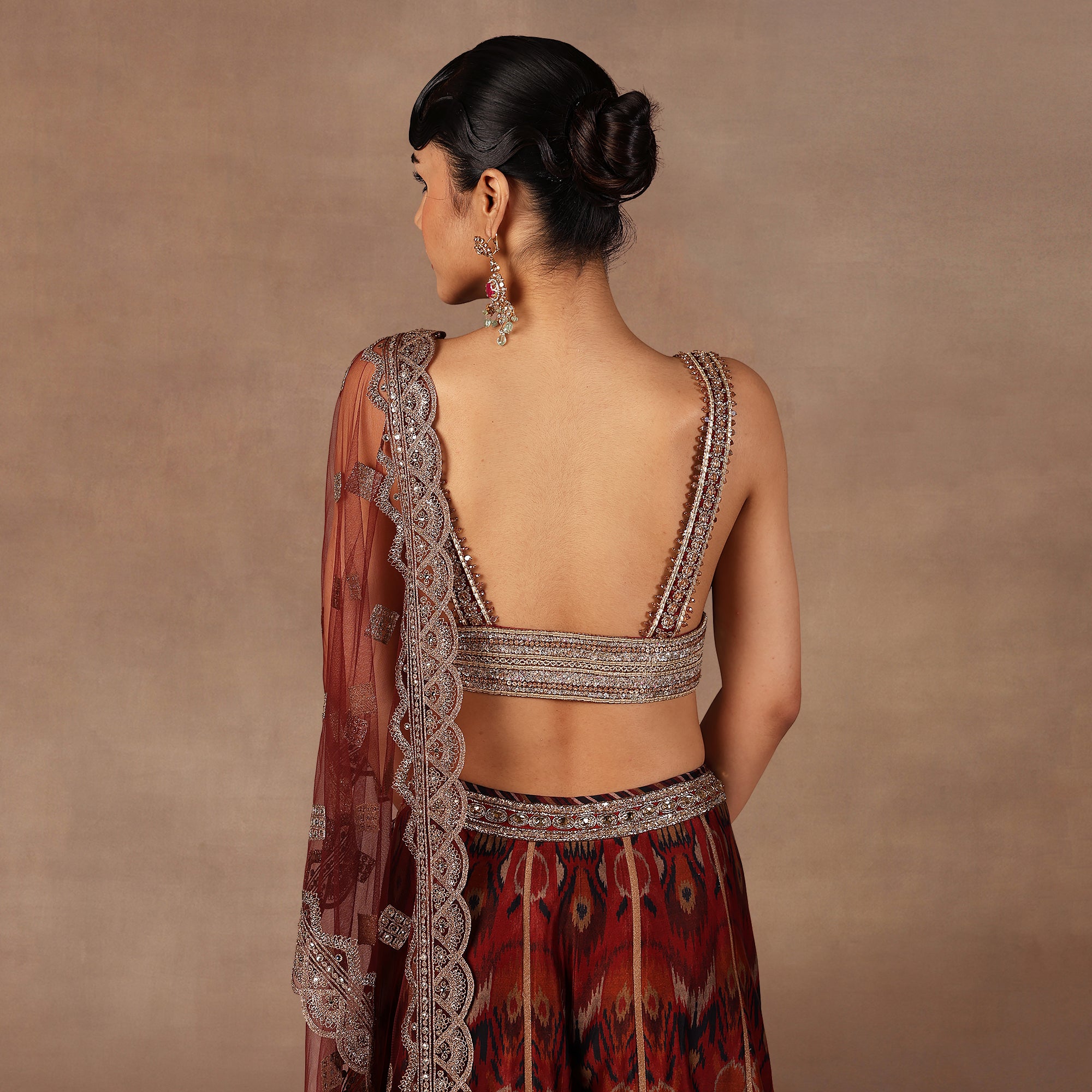 Red - Burgundy Ombre Sharara Set | EAST