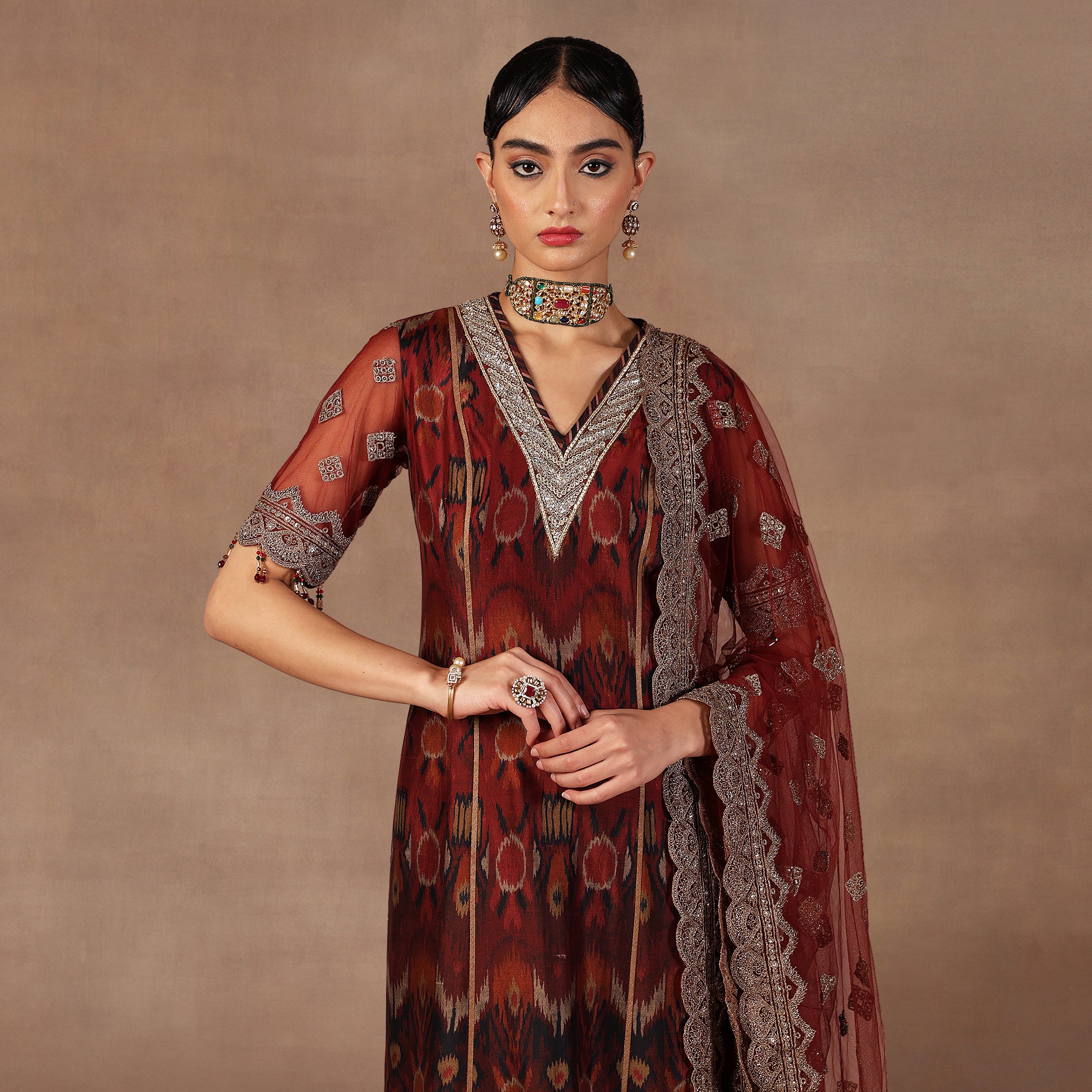 Red - Burgundy Ombre Tunic Set | EAST