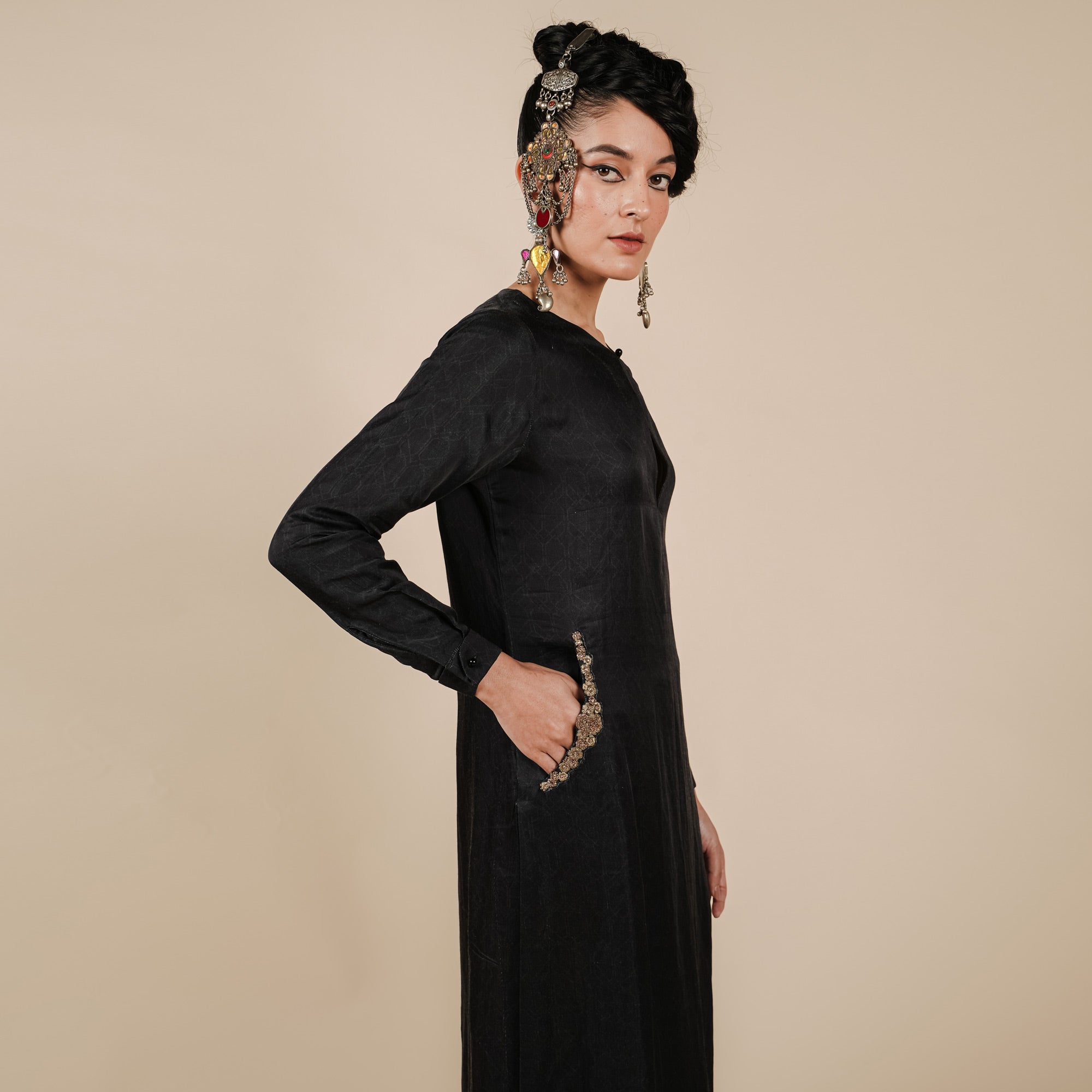 Rich Black Tunic Set | CHAR