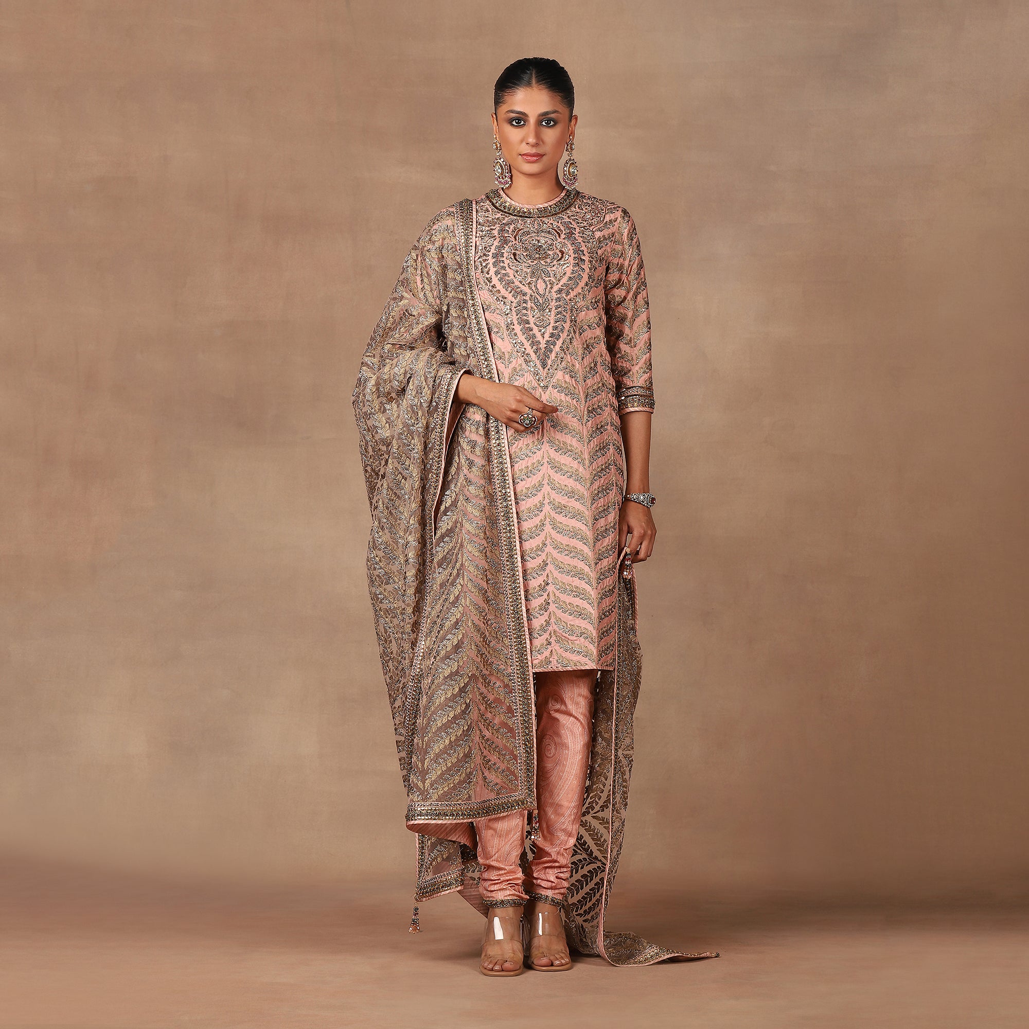 Rose Pink Chevron Tunic Set | MURAQQA