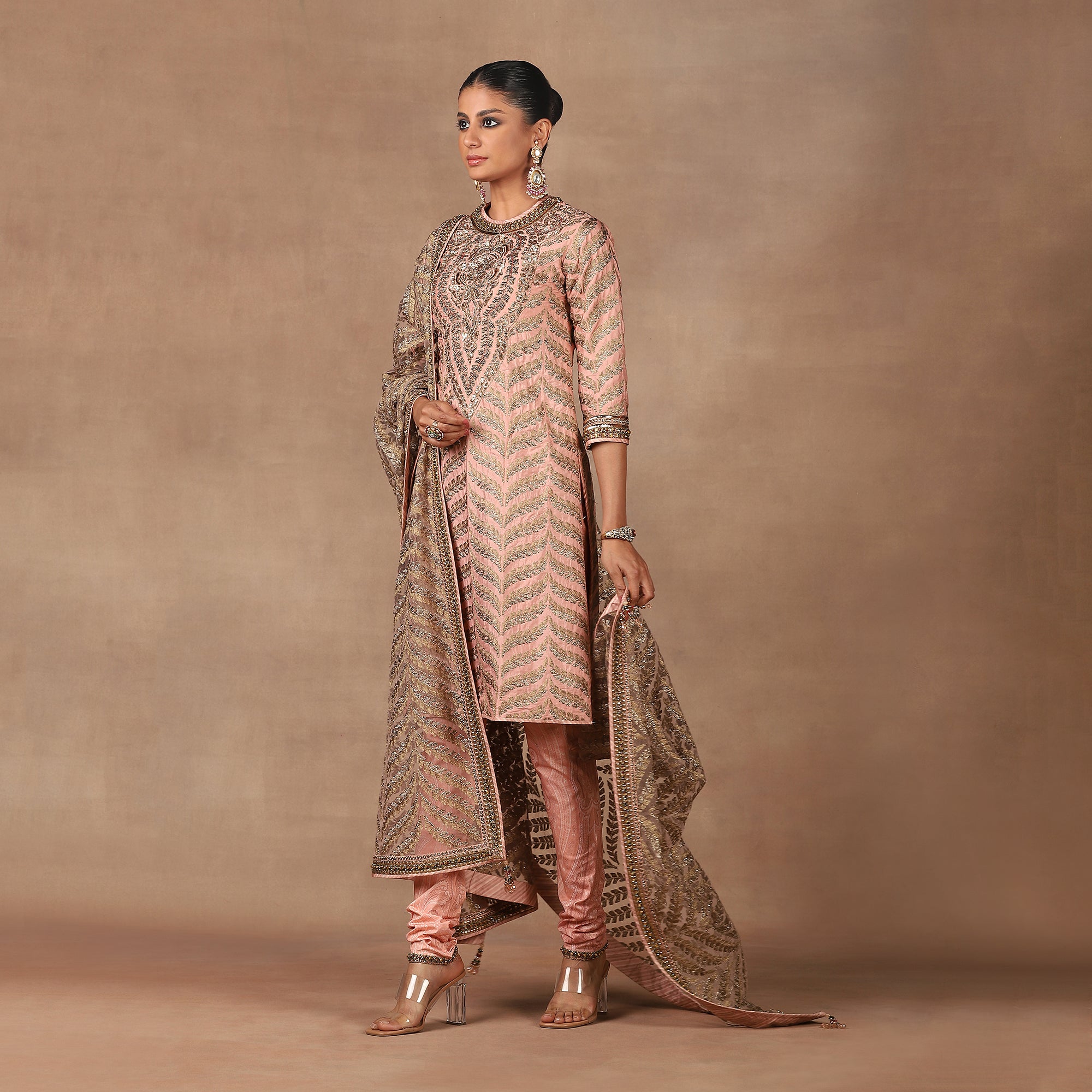 Rose Pink Chevron Tunic Set | MURAQQA