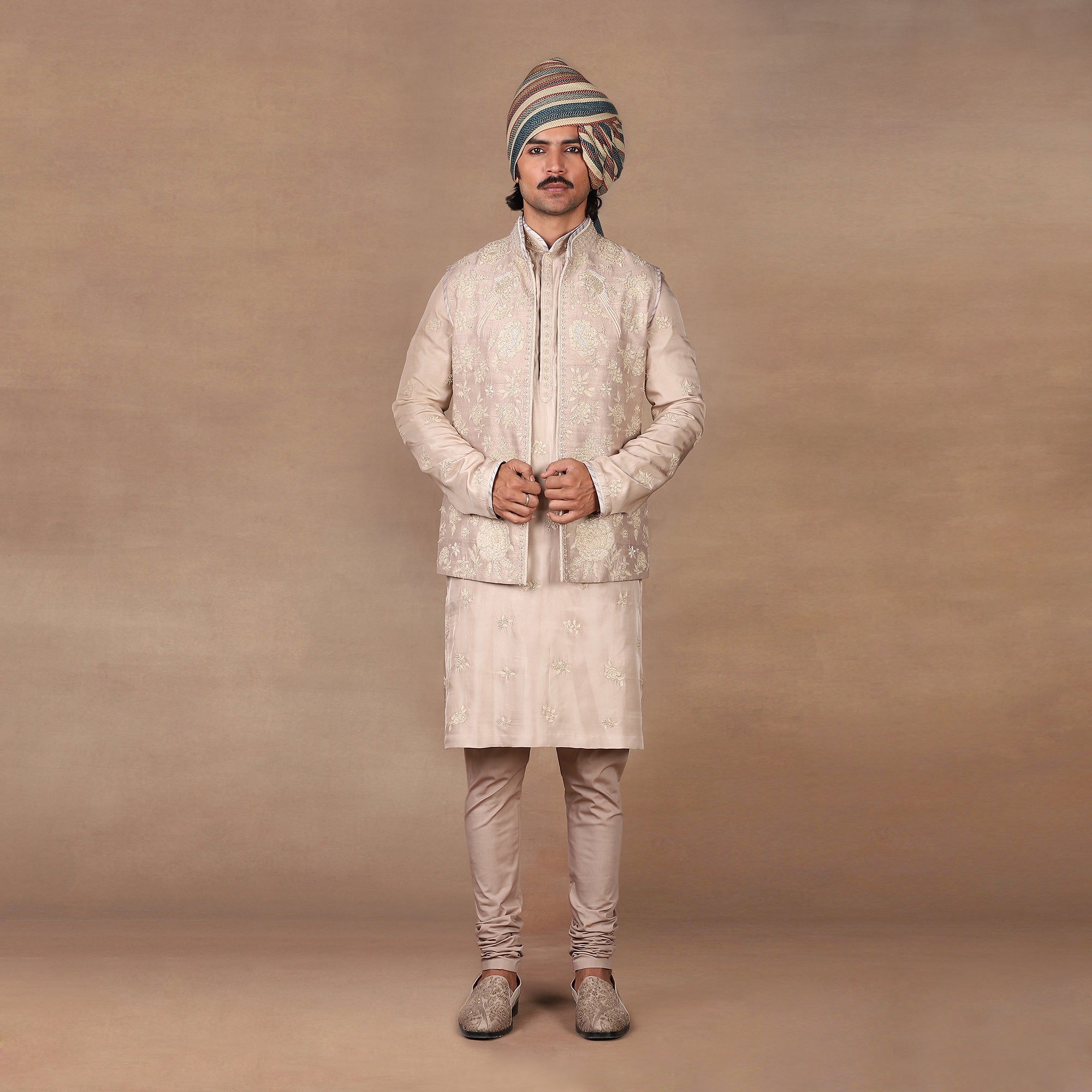 Rose Taupe Nehru Jacket Set | MURAQQA
