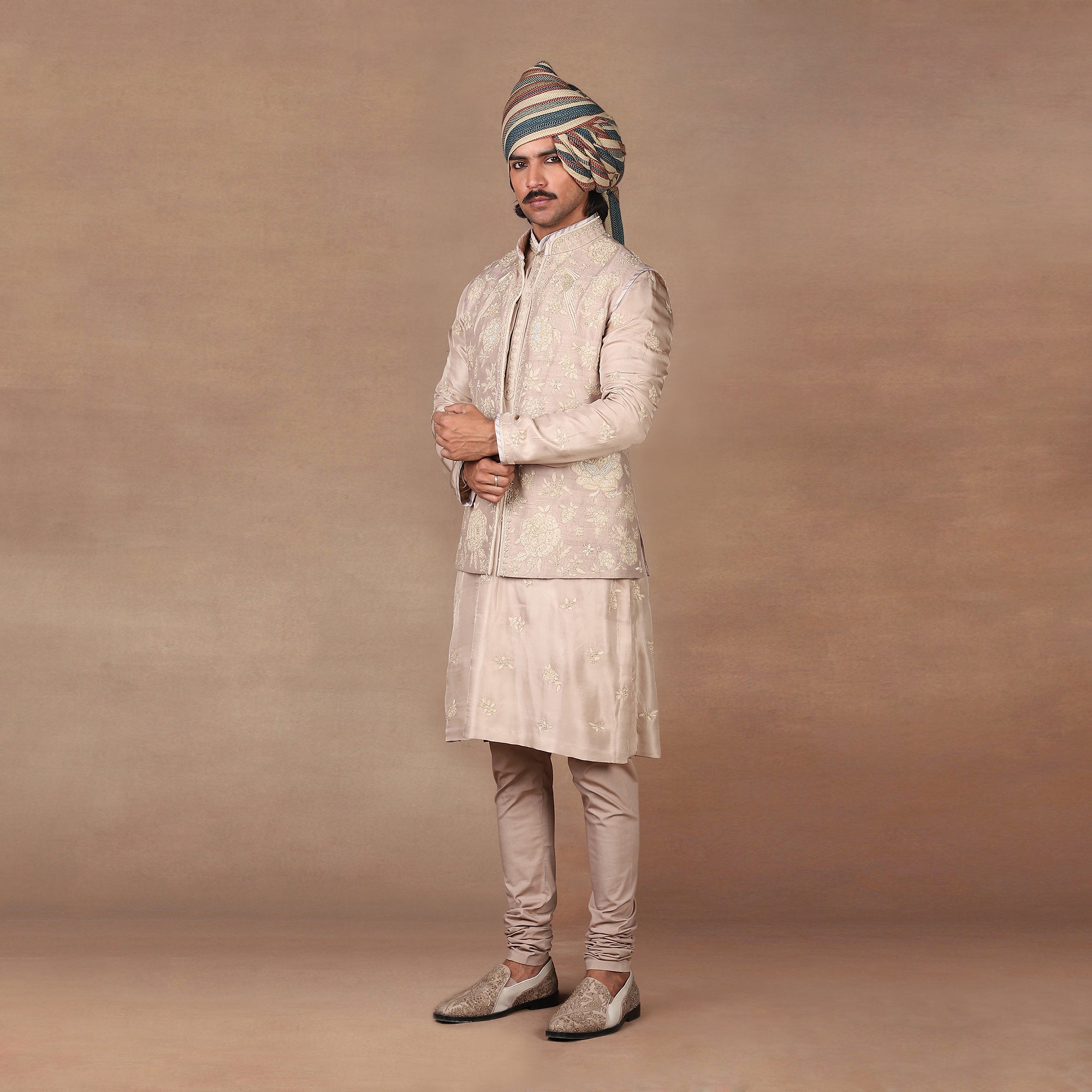 Rose Taupe Nehru Jacket Set | MURAQQA