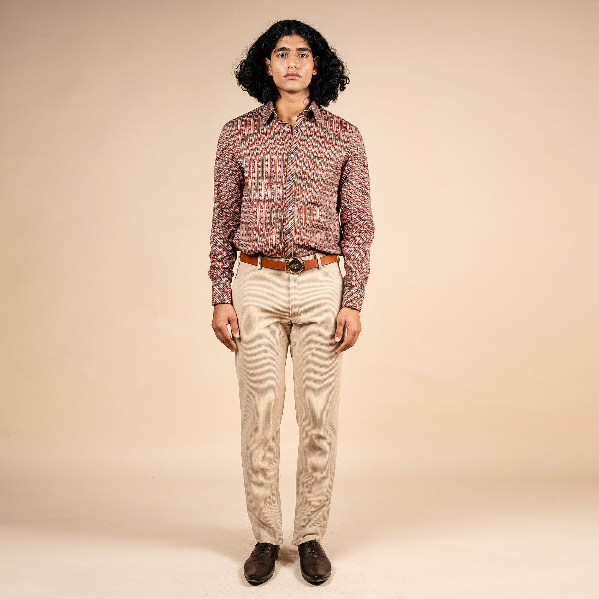 Rust - Ivory Printed Shirt | PANJ