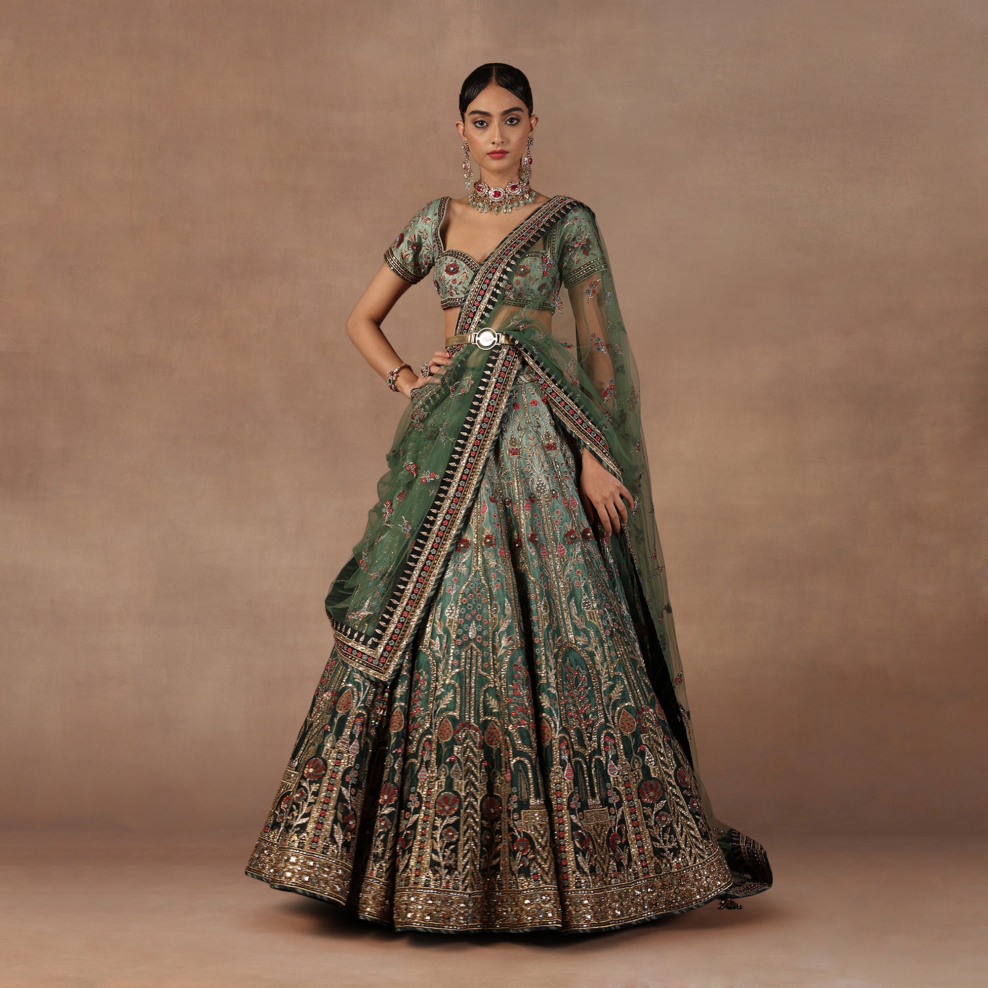 Sage - Emerald Ombre Lehenga Set | EAST