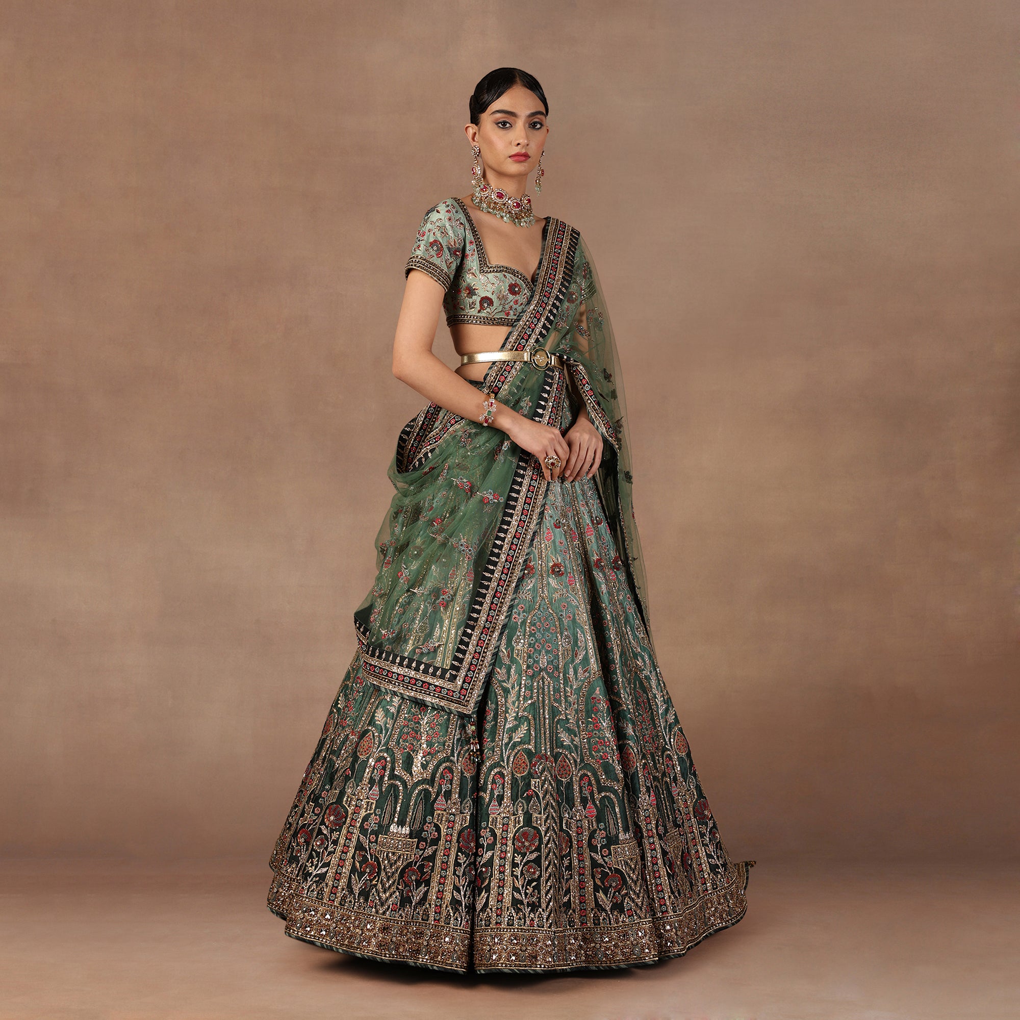 Sage - Emerald Ombre Lehenga Set | EAST