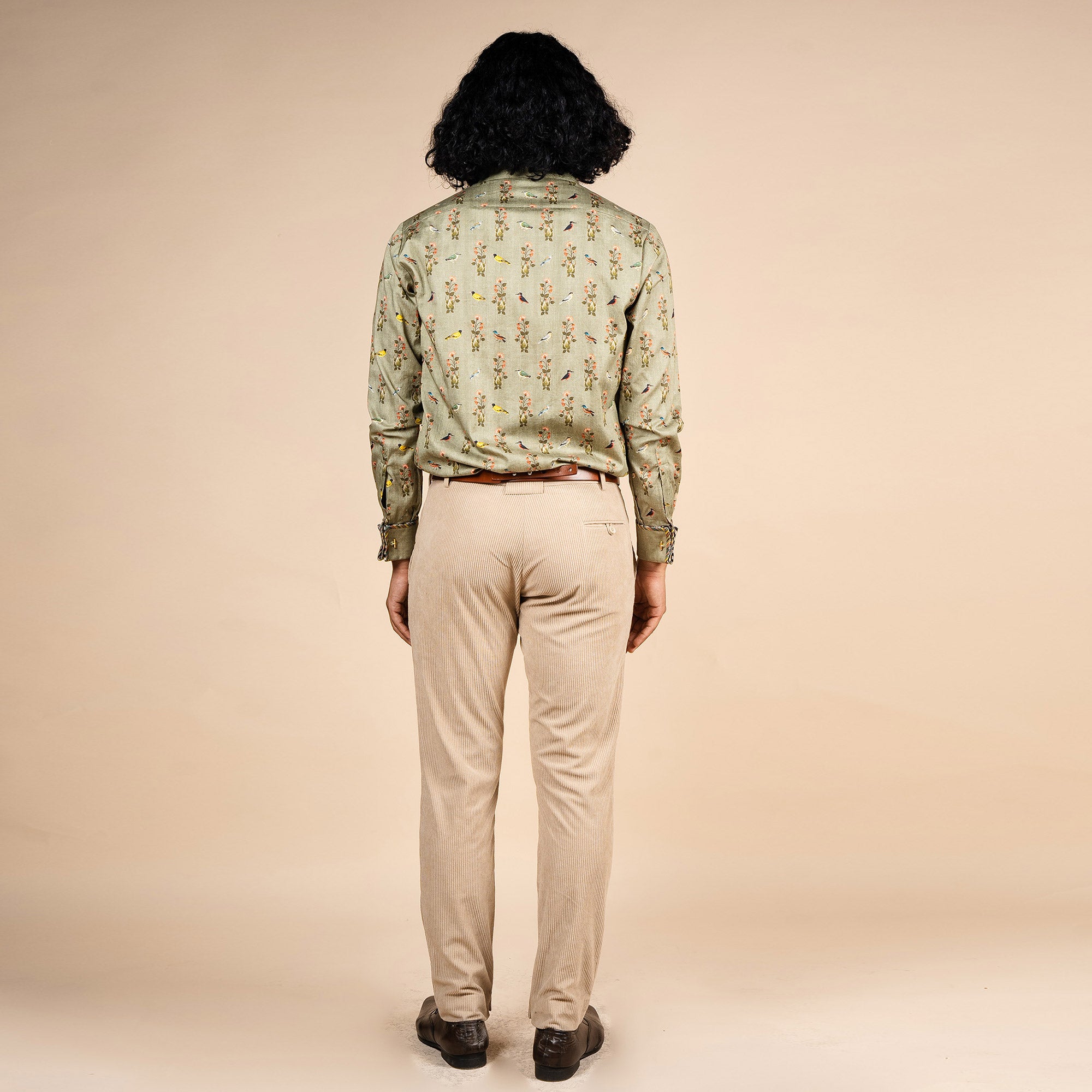 Sage Green Flora Printed Shirt | PANJ
