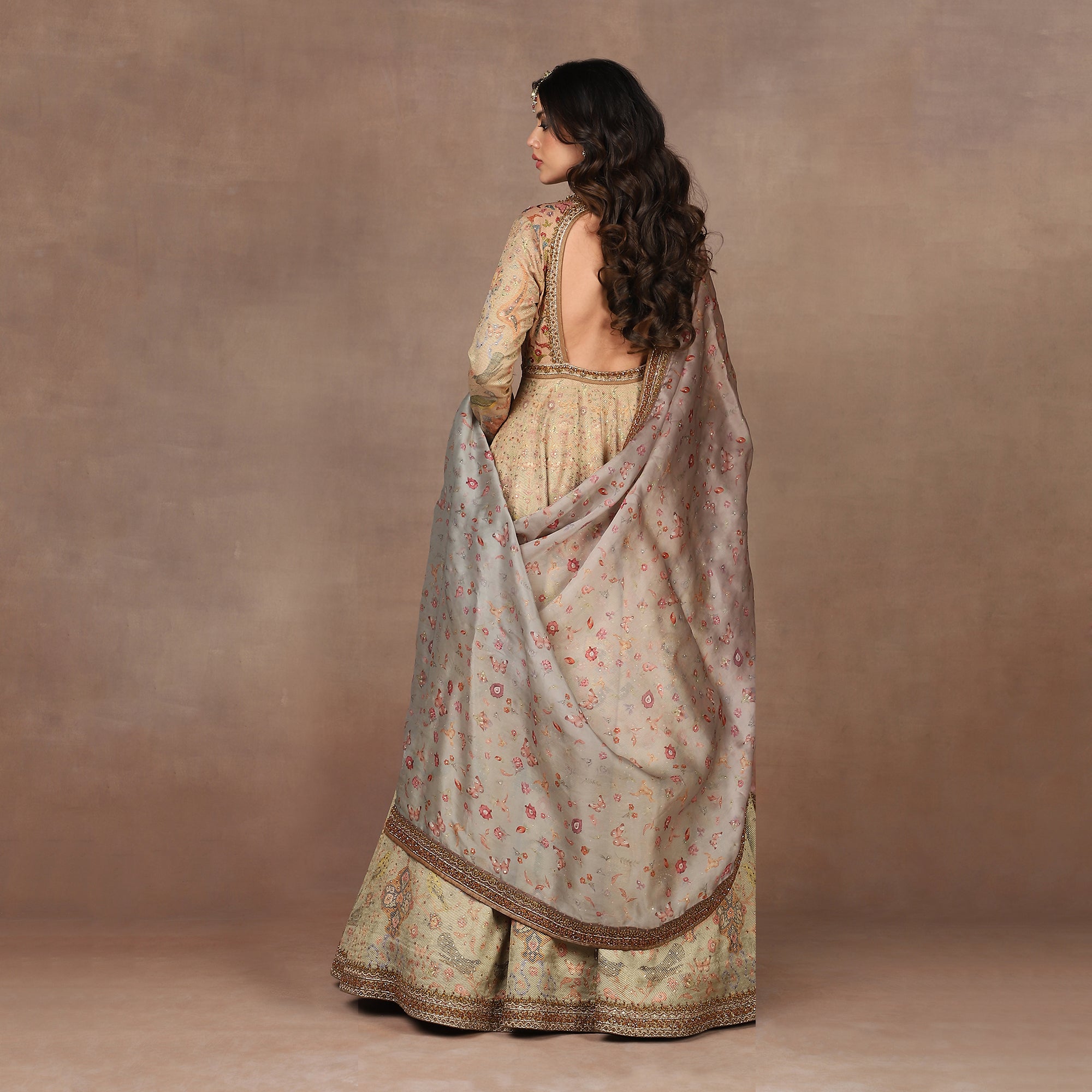 Sage Green - Peach Anarkali Set | MURAQQA