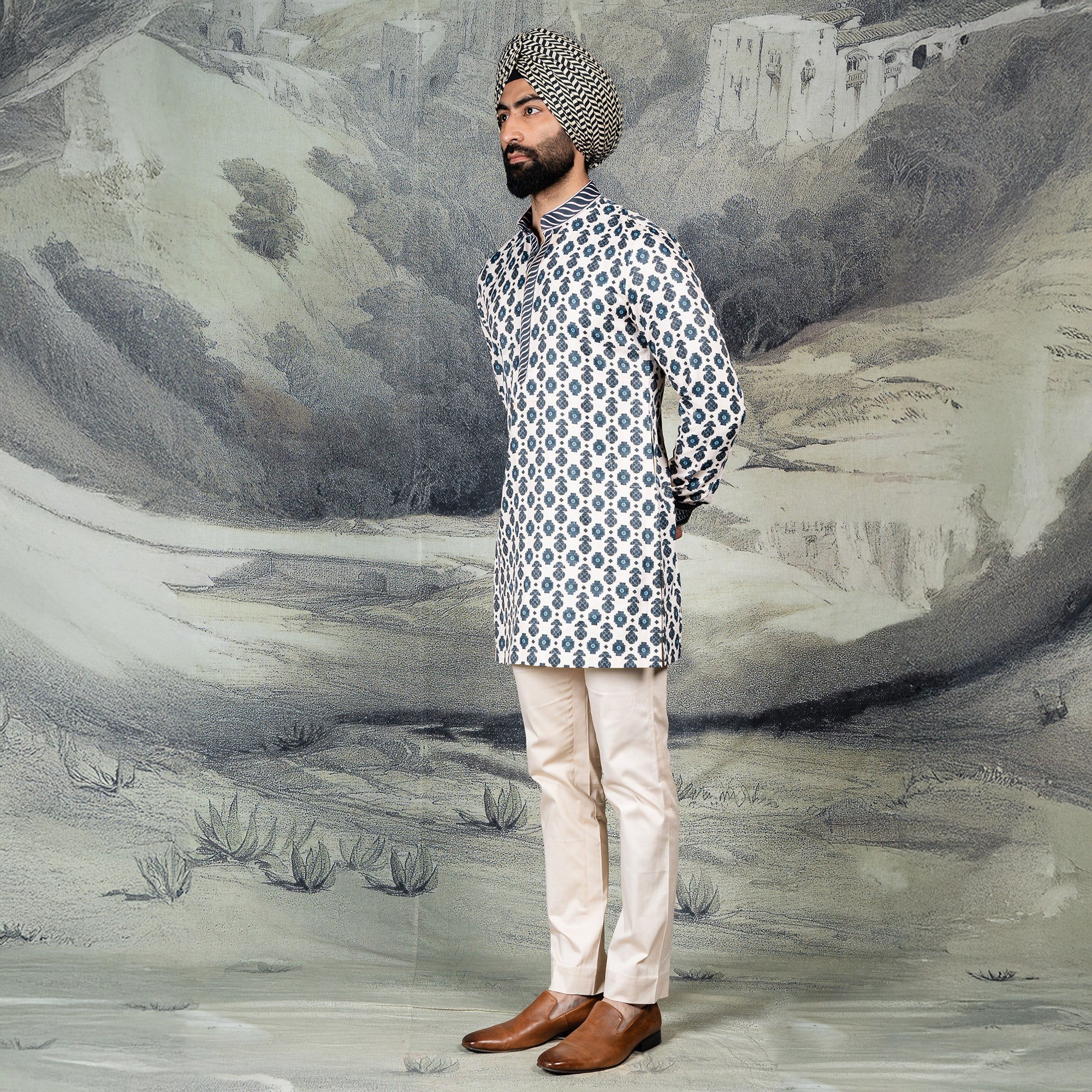 Sky Blue - Ivory Kurta | CHAR