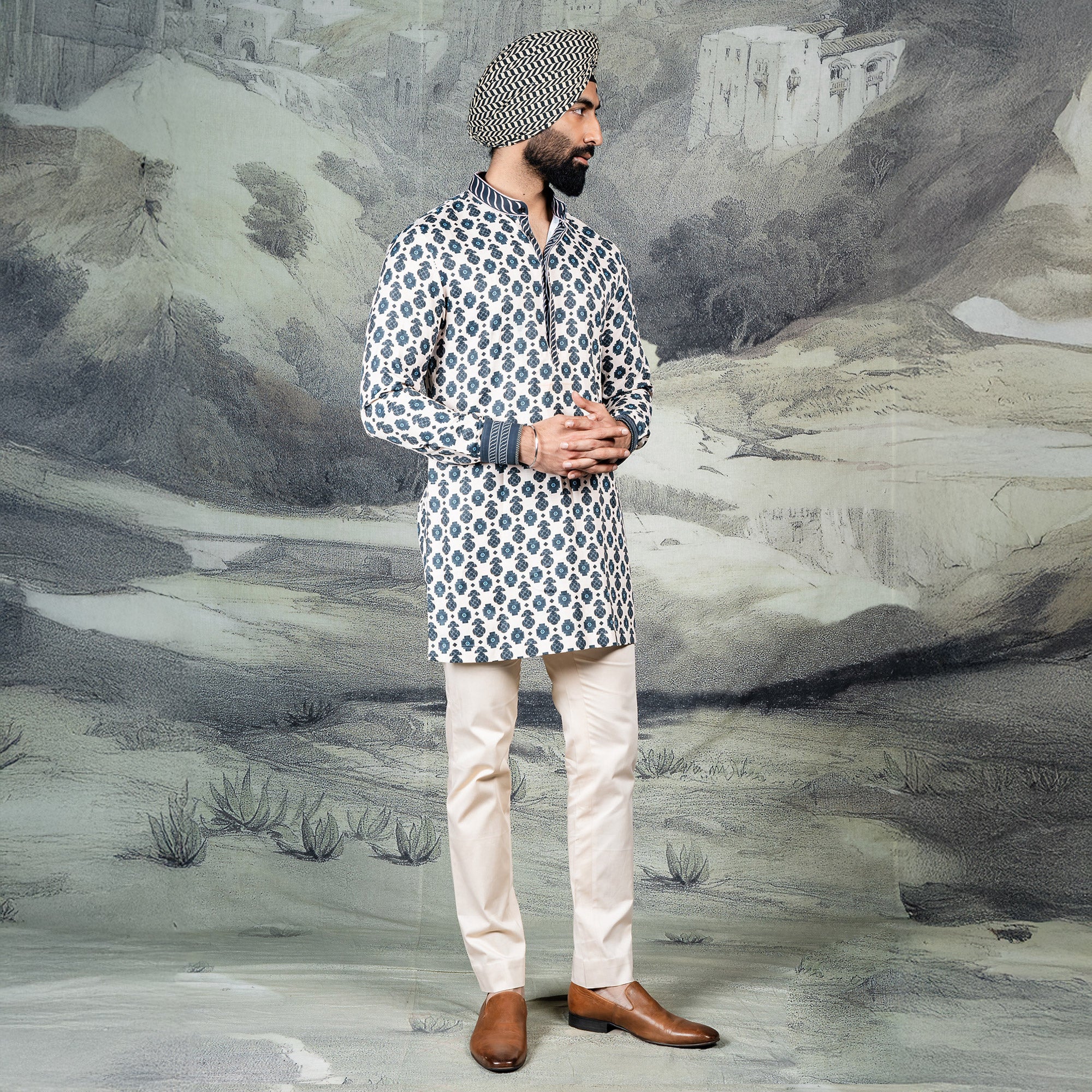 Sky Blue - Ivory Kurta | CHAR