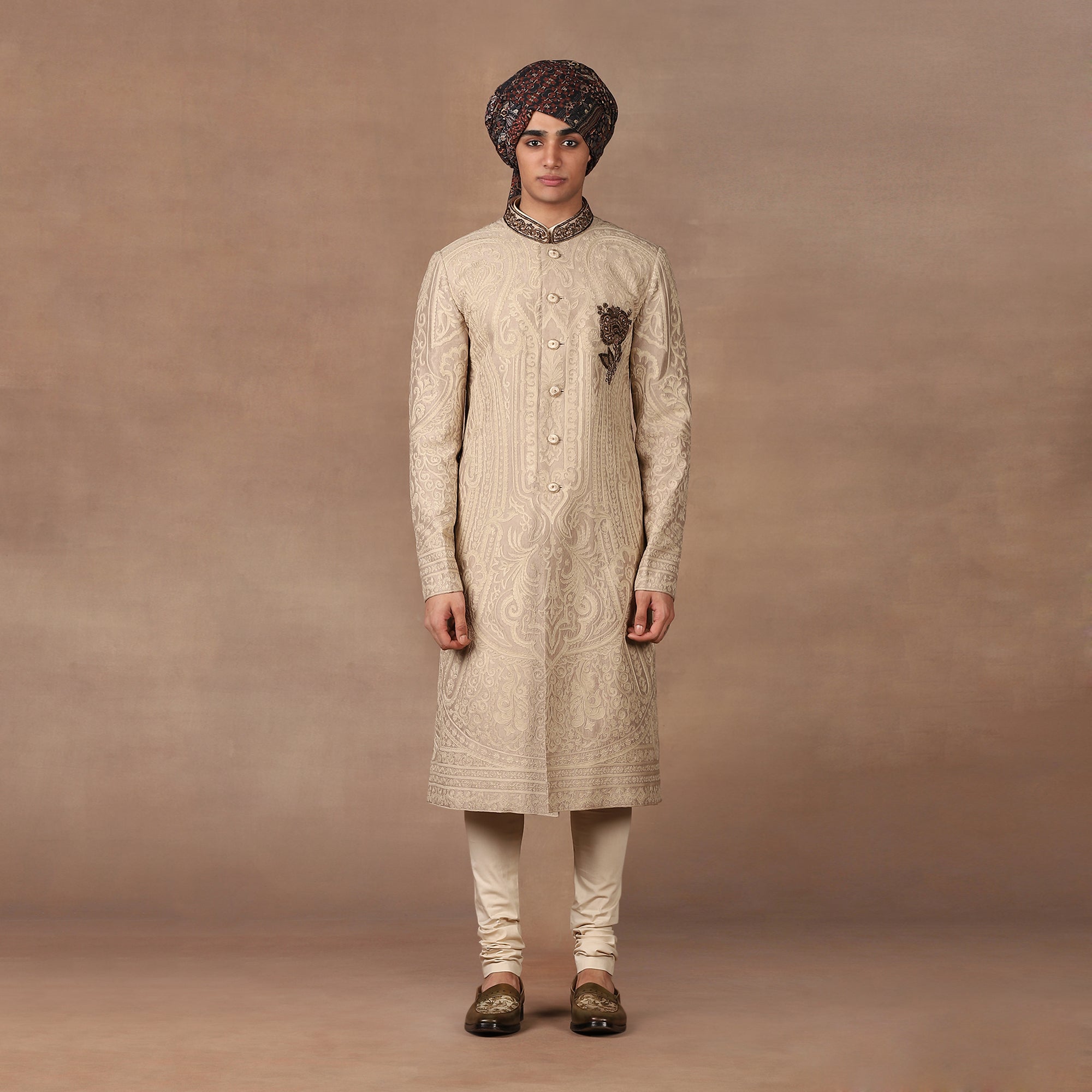 Smokey Taupe Sherwani Set | MURAQQA