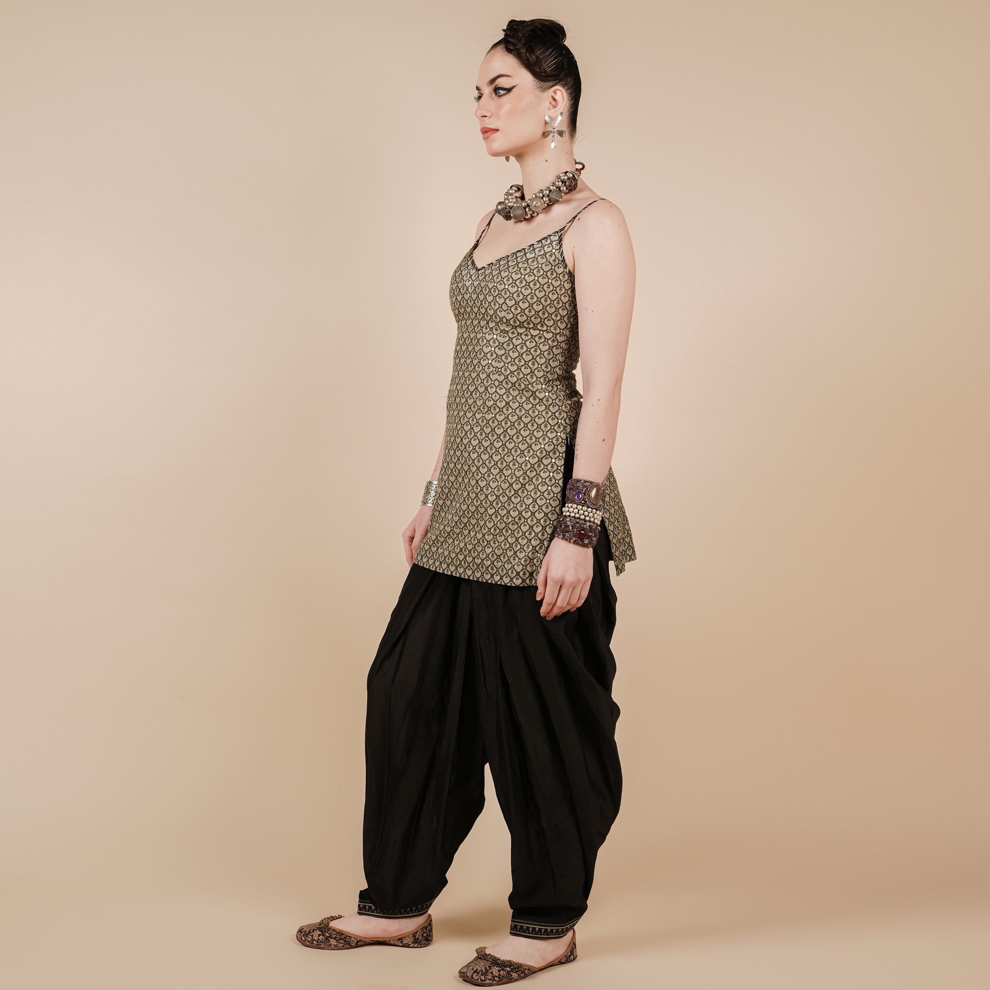 Soft Beige Short Tunic Set | CHAR