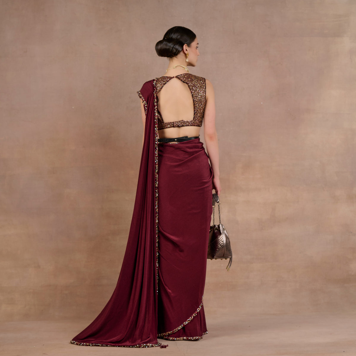 Burgundy Saree Set | Siddi