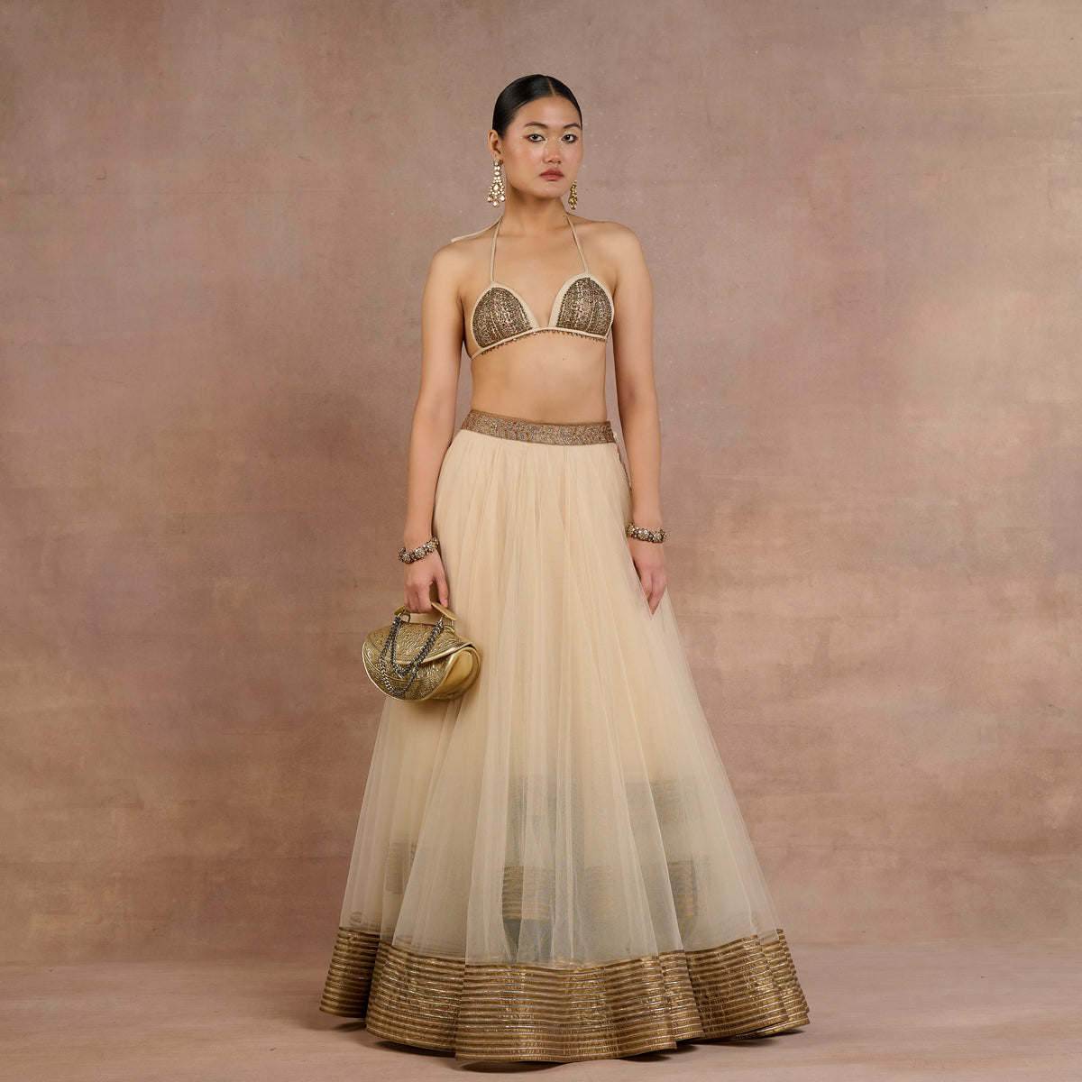 Warm Taupe Cape Skirt Set | Siddi