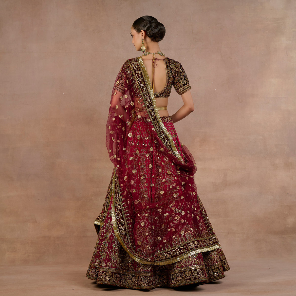 Fuchsia Burgundy Ombre Lehenga Set | Siddi
