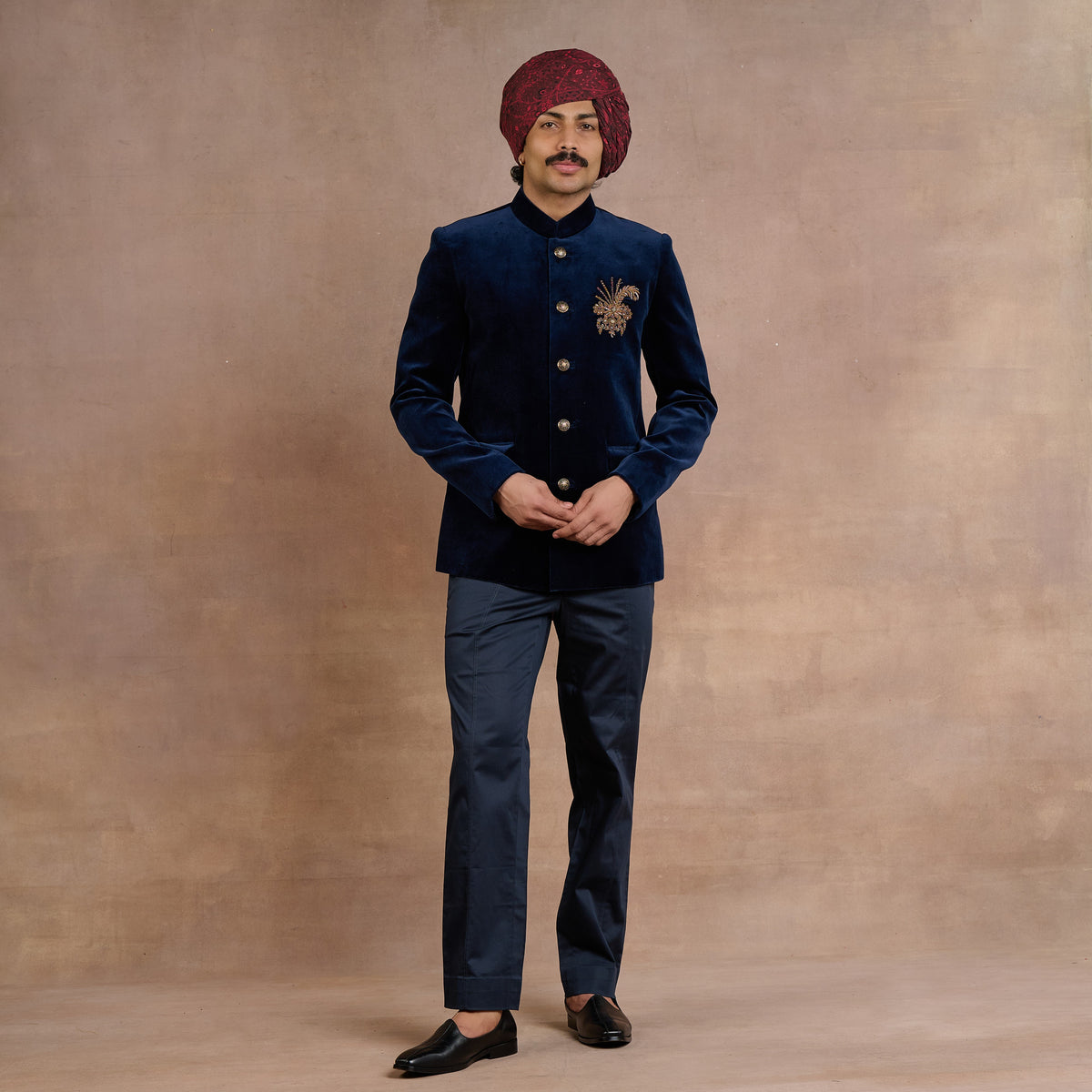 Midnight Blue Bandhgala Set | Siddi
