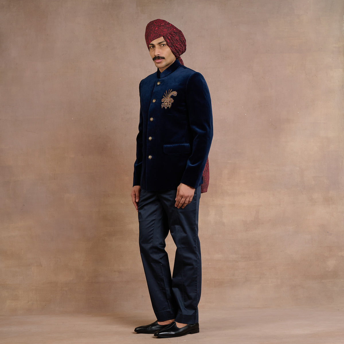 Midnight Blue Bandhgala Set | Siddi