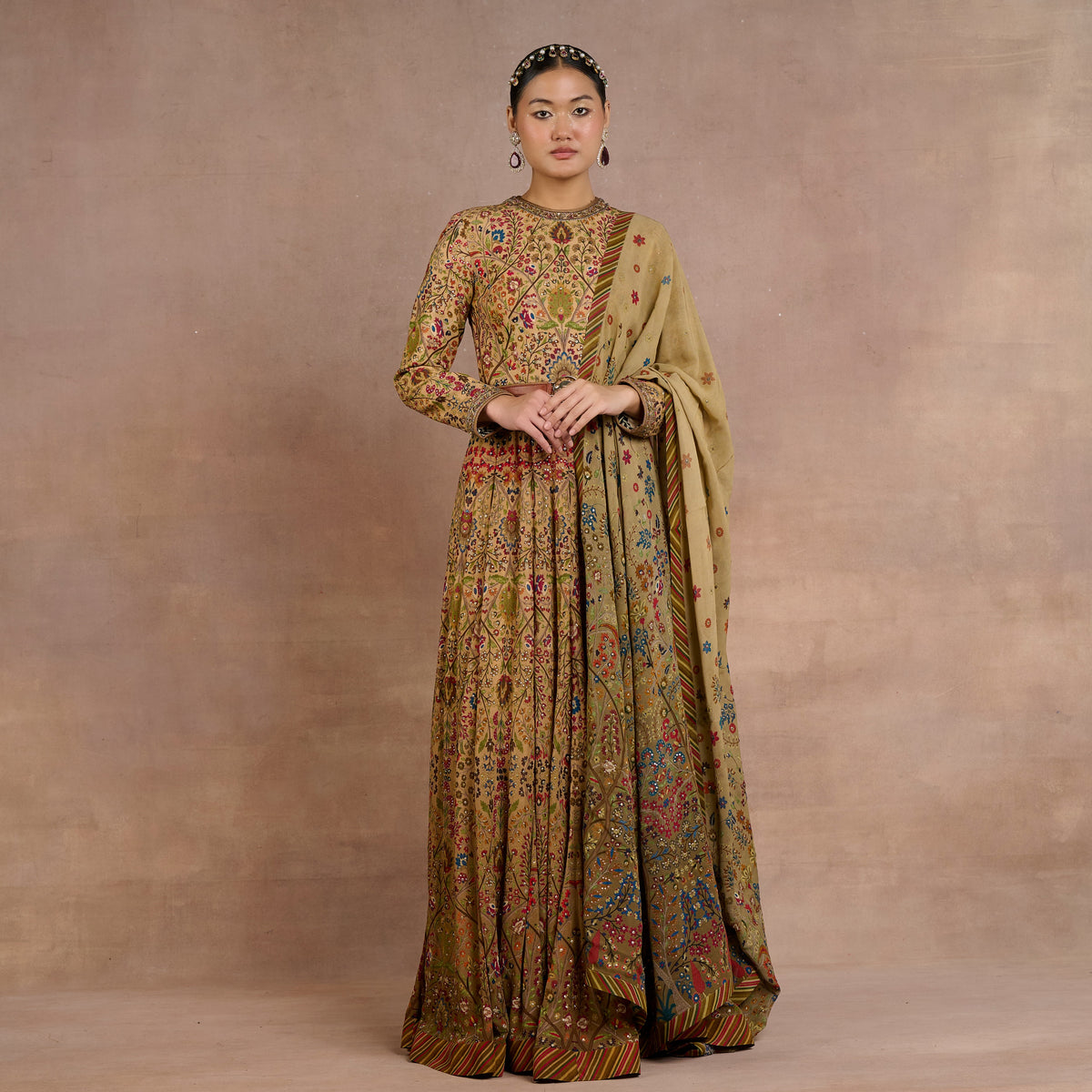 Warm Walnut Anarkali Set | Siddi