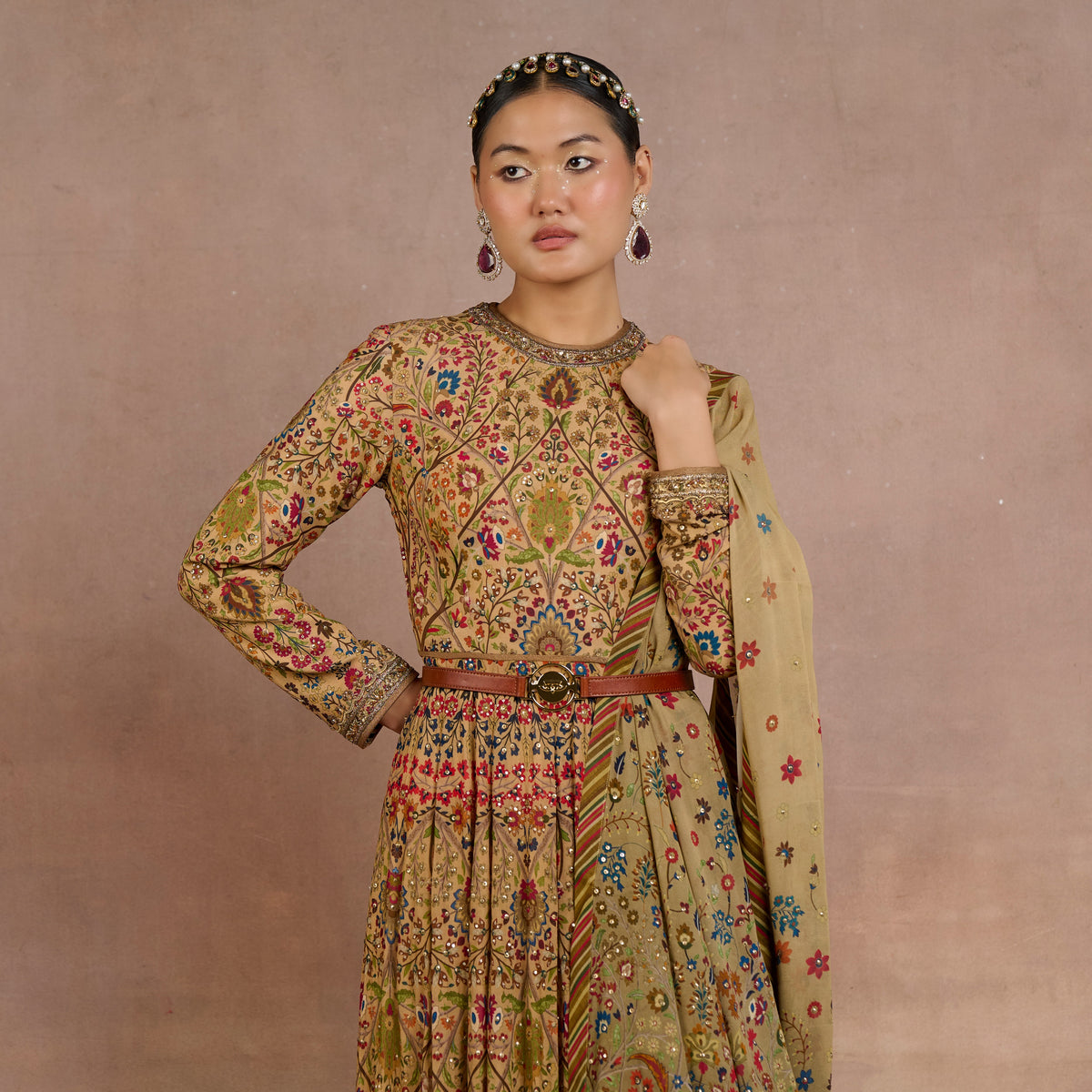 Warm Walnut Anarkali Set | Siddi
