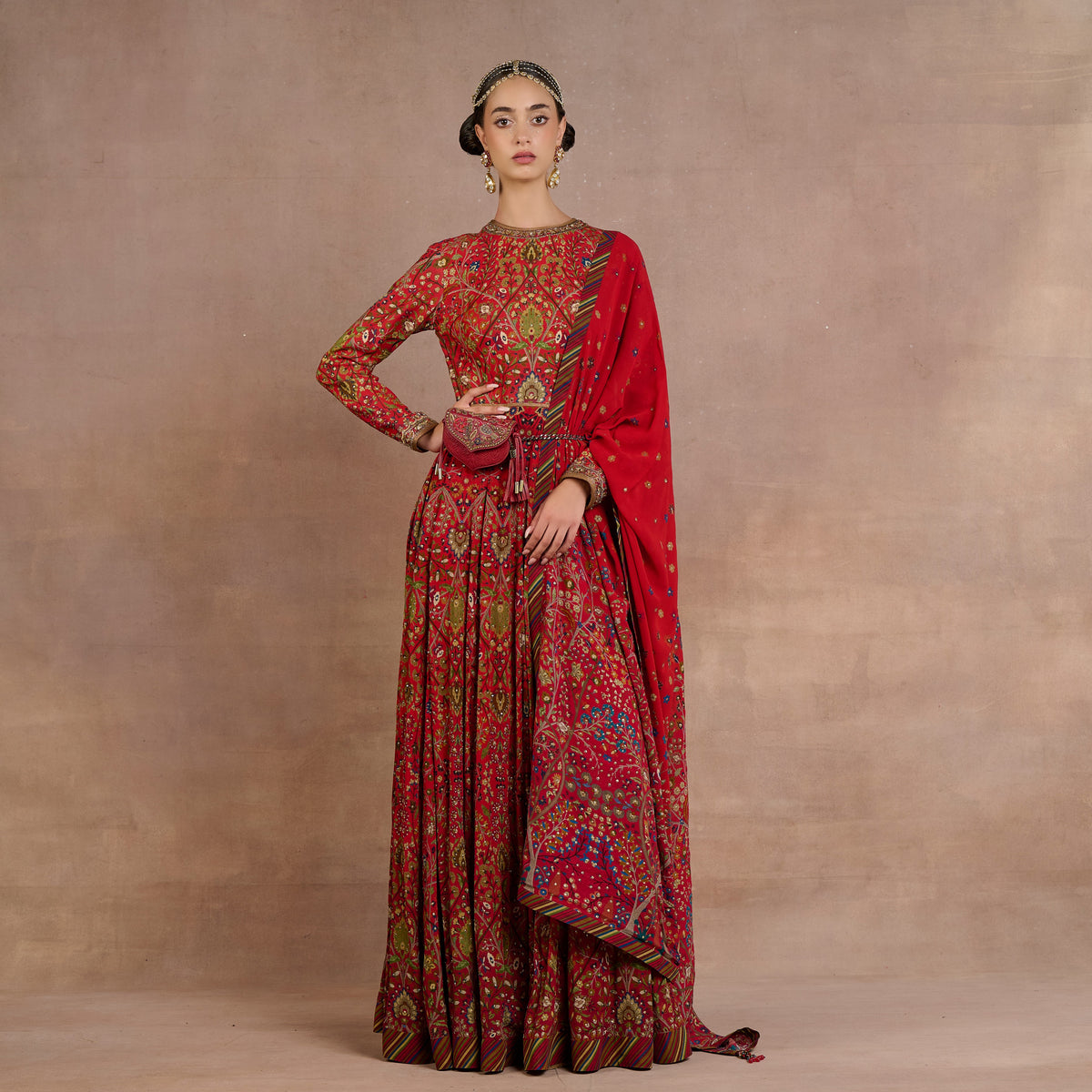 Scarlet Red Anarkali Set | Siddi