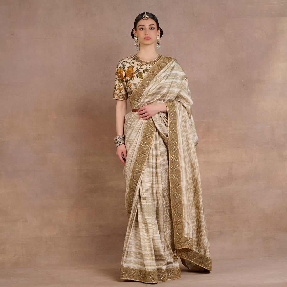 Ivory Taupe Saree Set | Siddi
