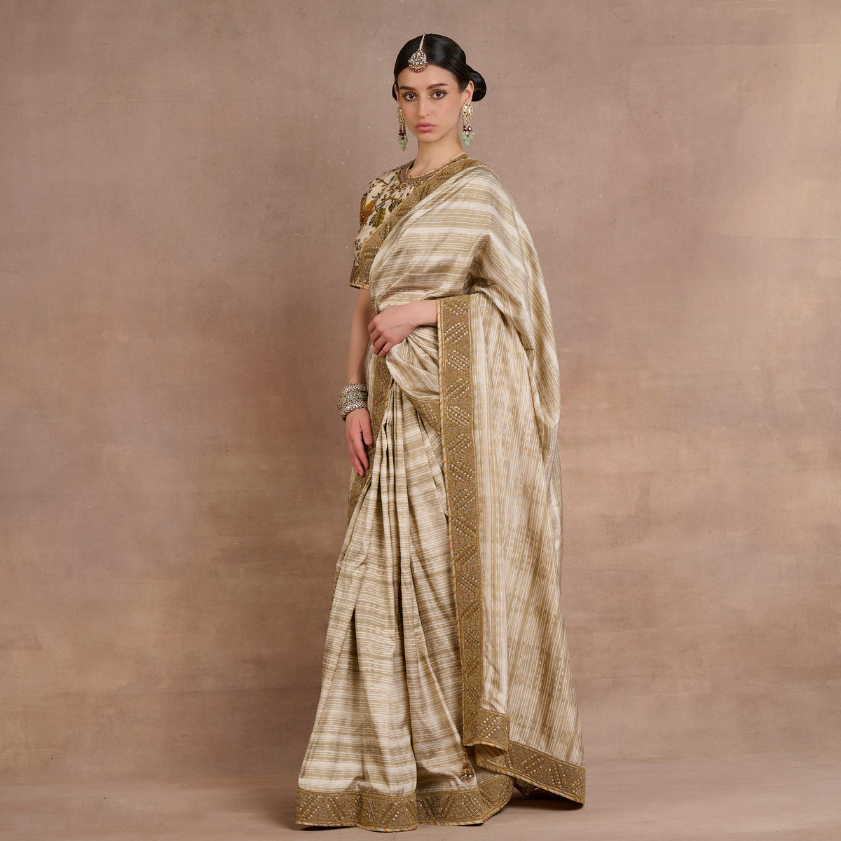 Ivory Taupe Saree Set | Siddi