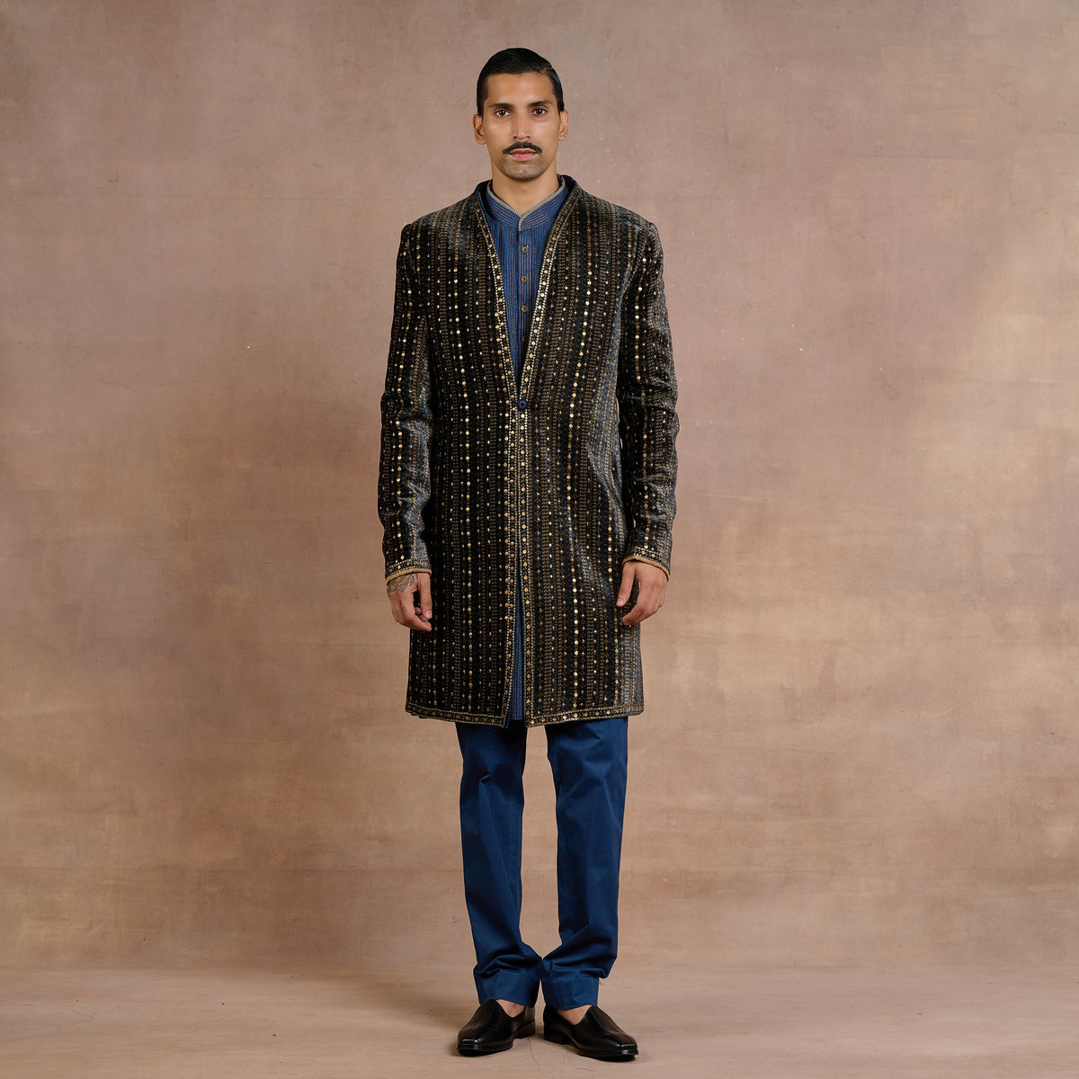 Midnight Blue Sherwani Set | Siddi