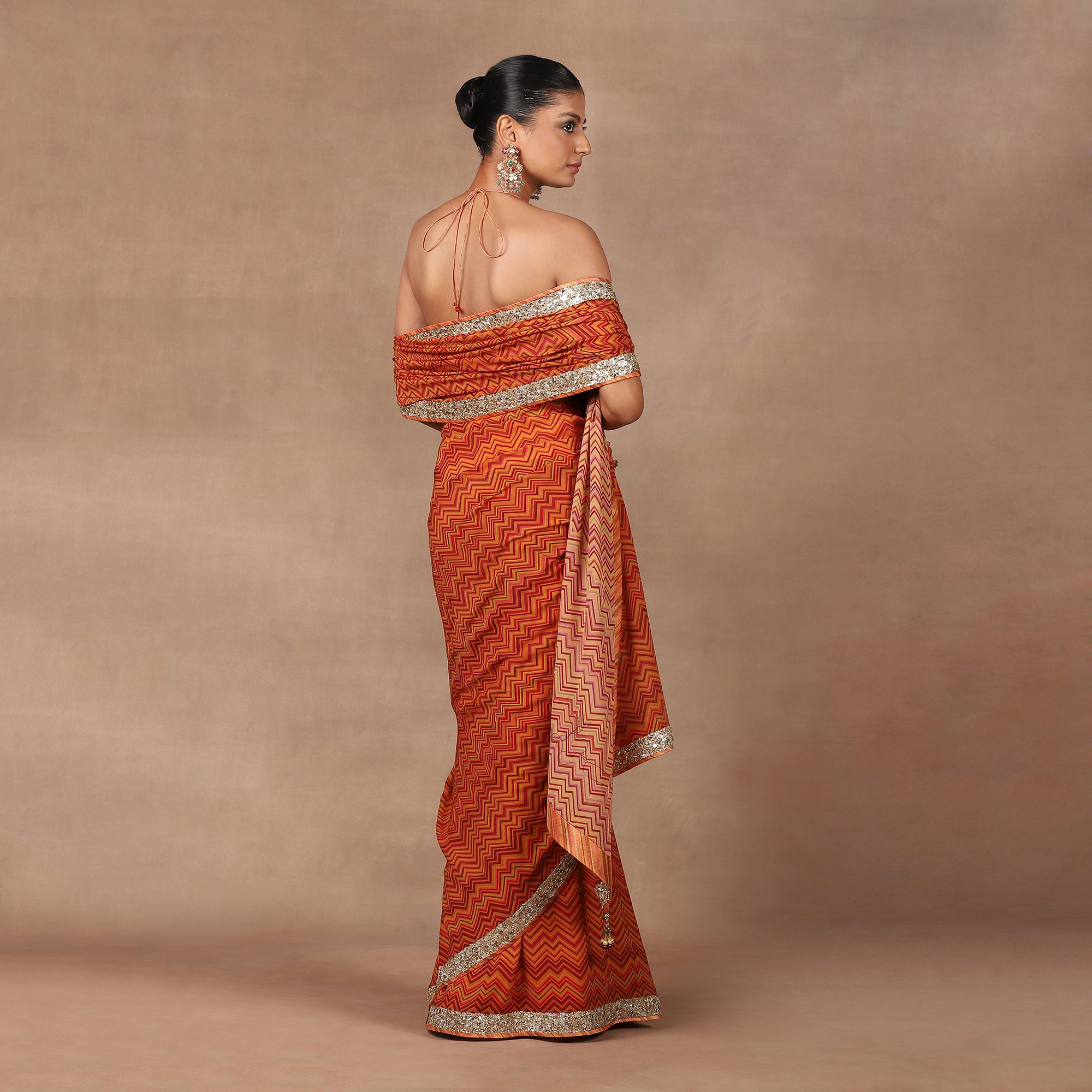 Tangerine Saree Set | MURAQQA