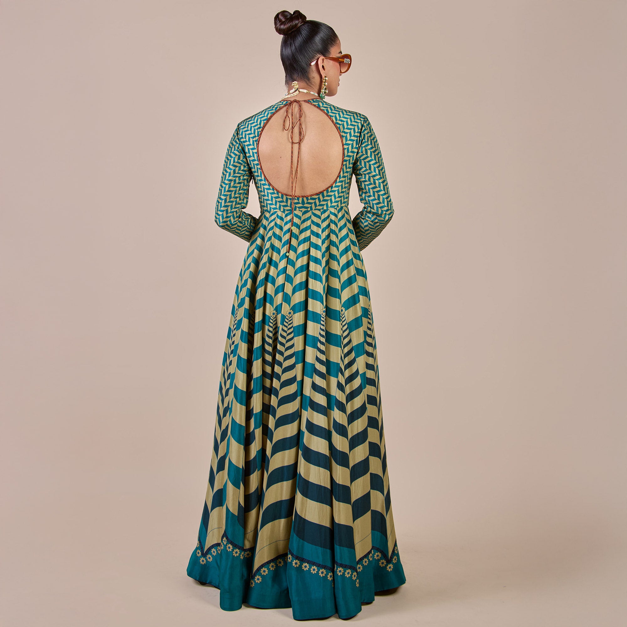 Teal Chevron Anarkali | PANJ