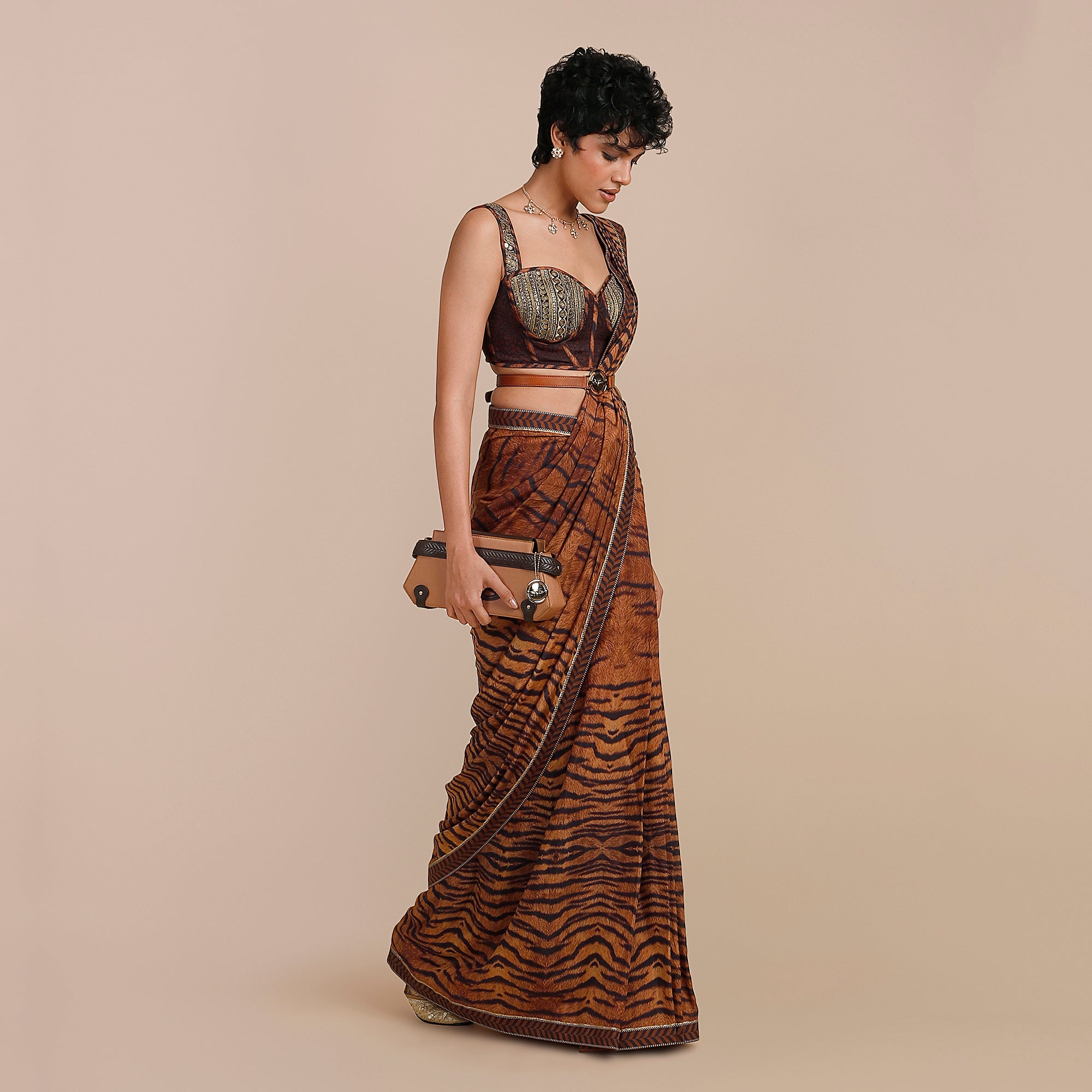 Tiger Print Saree Set | SATT