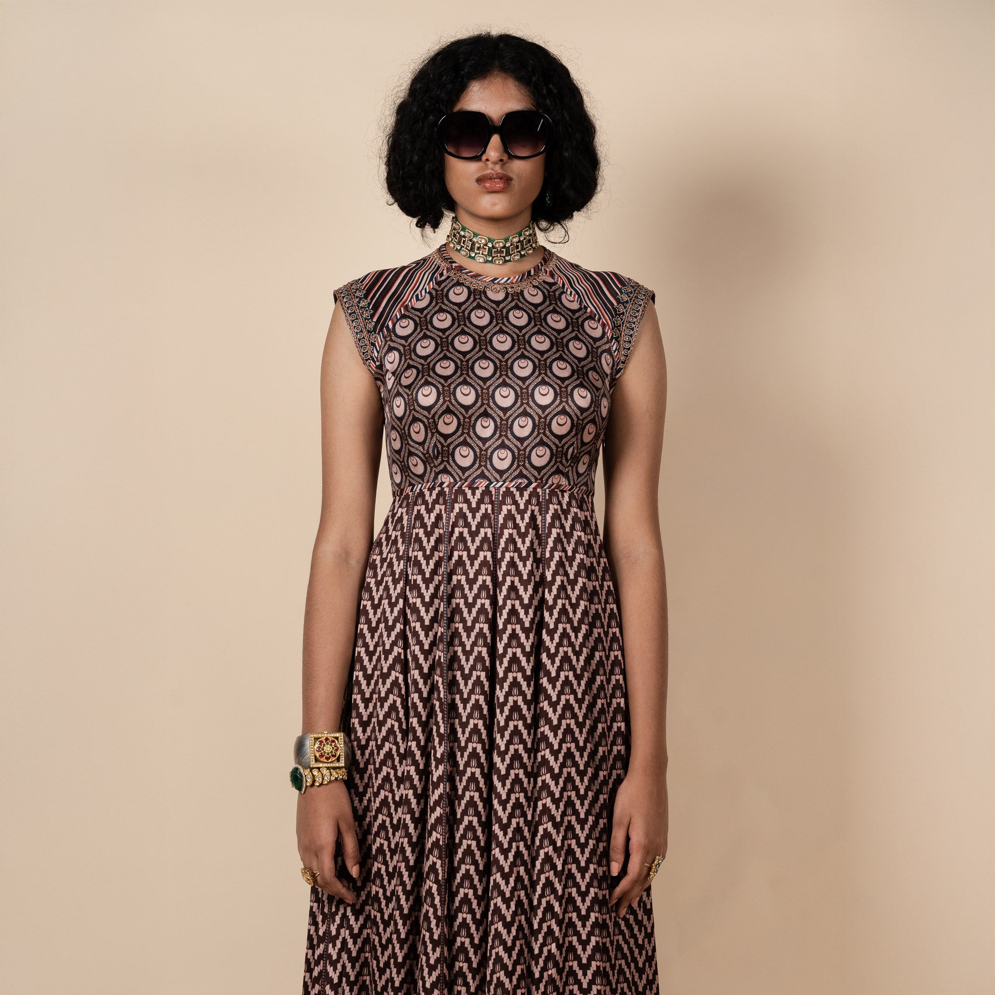 Umber Brown Printed Anarkali | PANJ