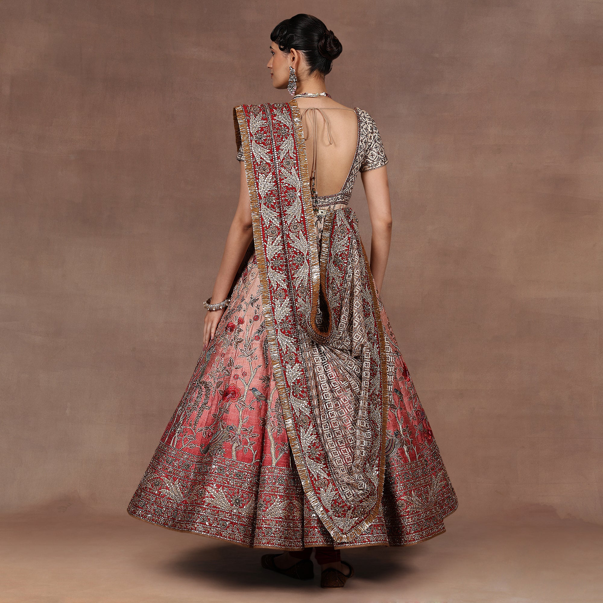 Almond Ivory - Pink Ombre Anarkali Set | EAST