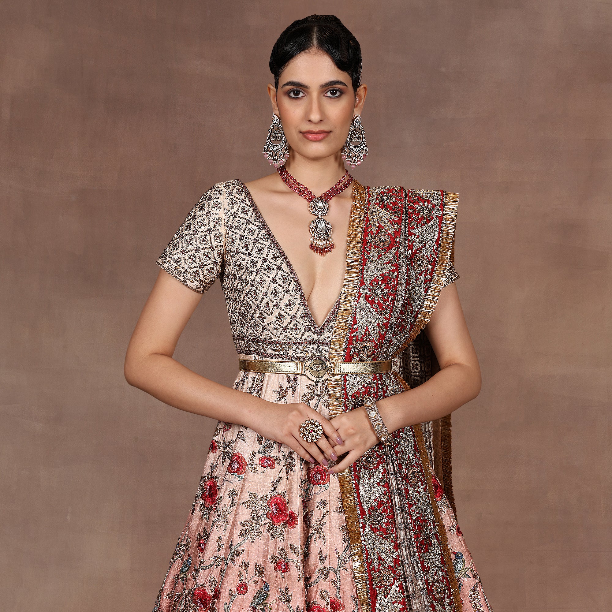 Almond Ivory - Pink Ombre Anarkali Set | EAST