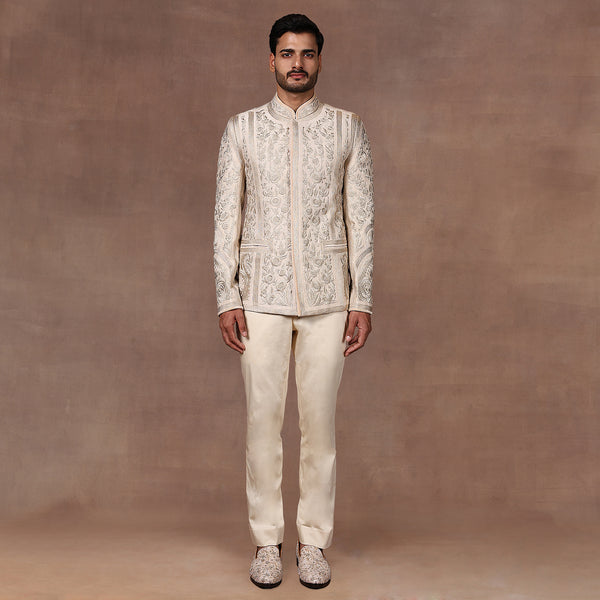 Ivory bloom bandhgala set main image 0