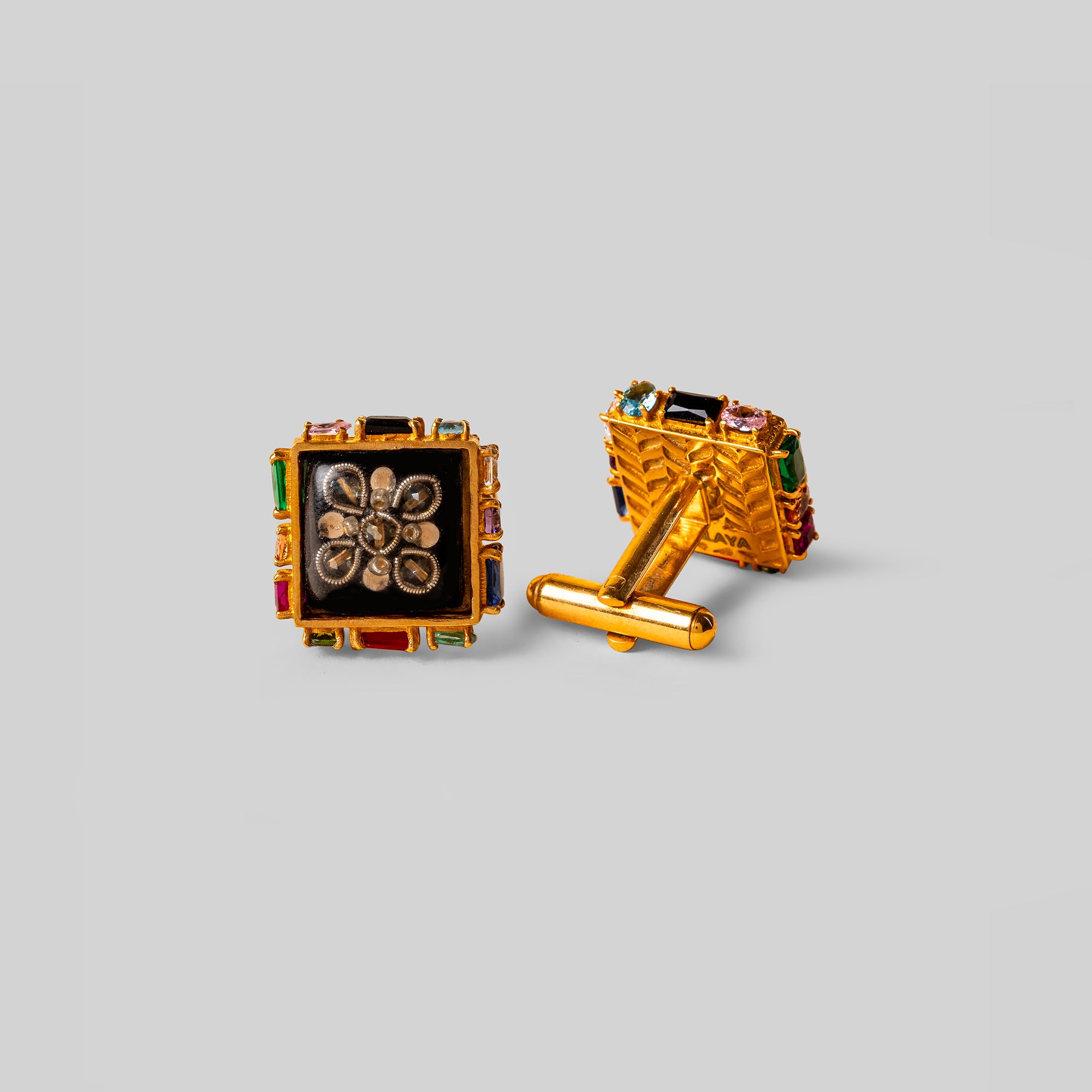Antique Gold Bead Embroidery Cufflinks