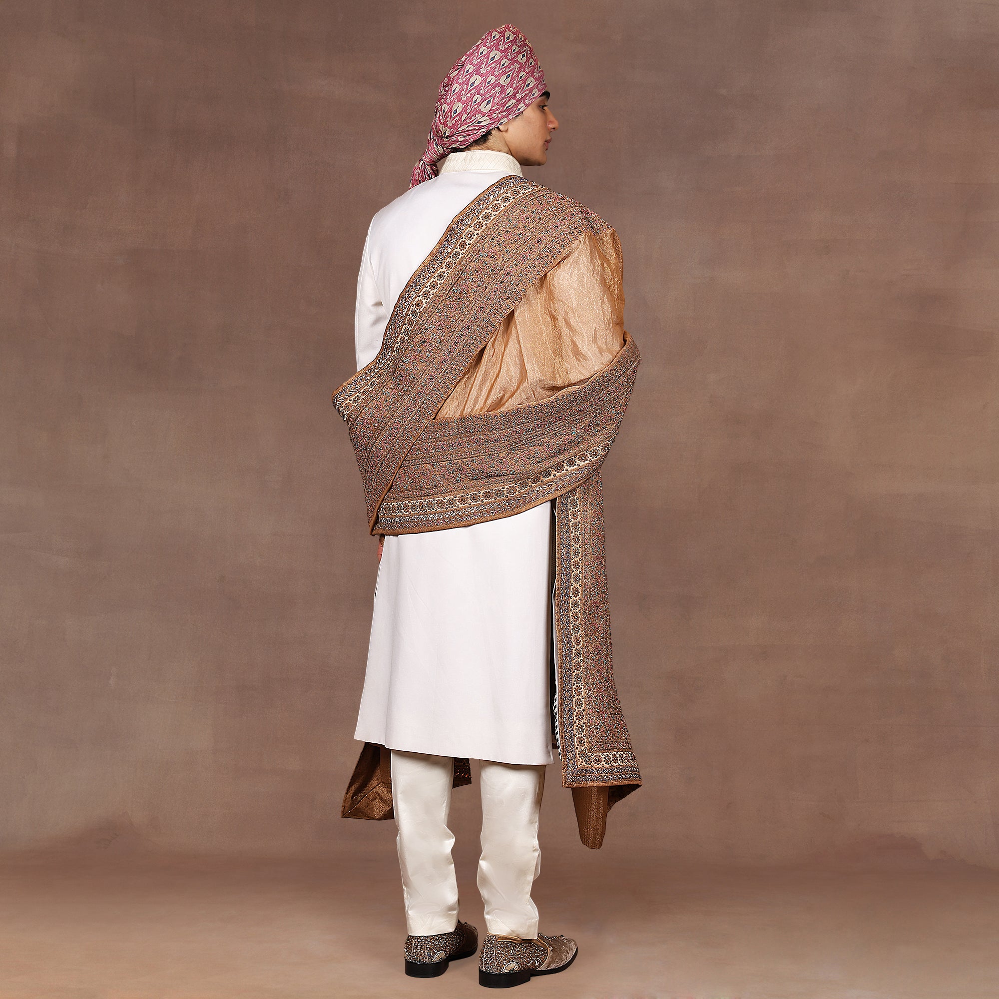 Antique Gold Embroidered Stole | EAST