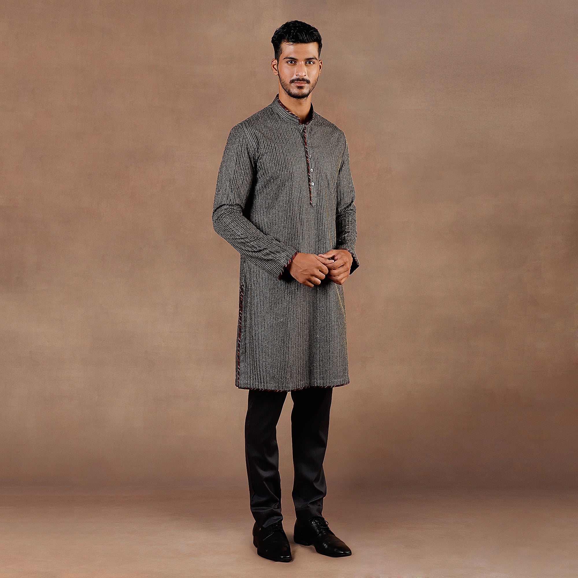 Antique Silver - Black Kurta Set | EAST