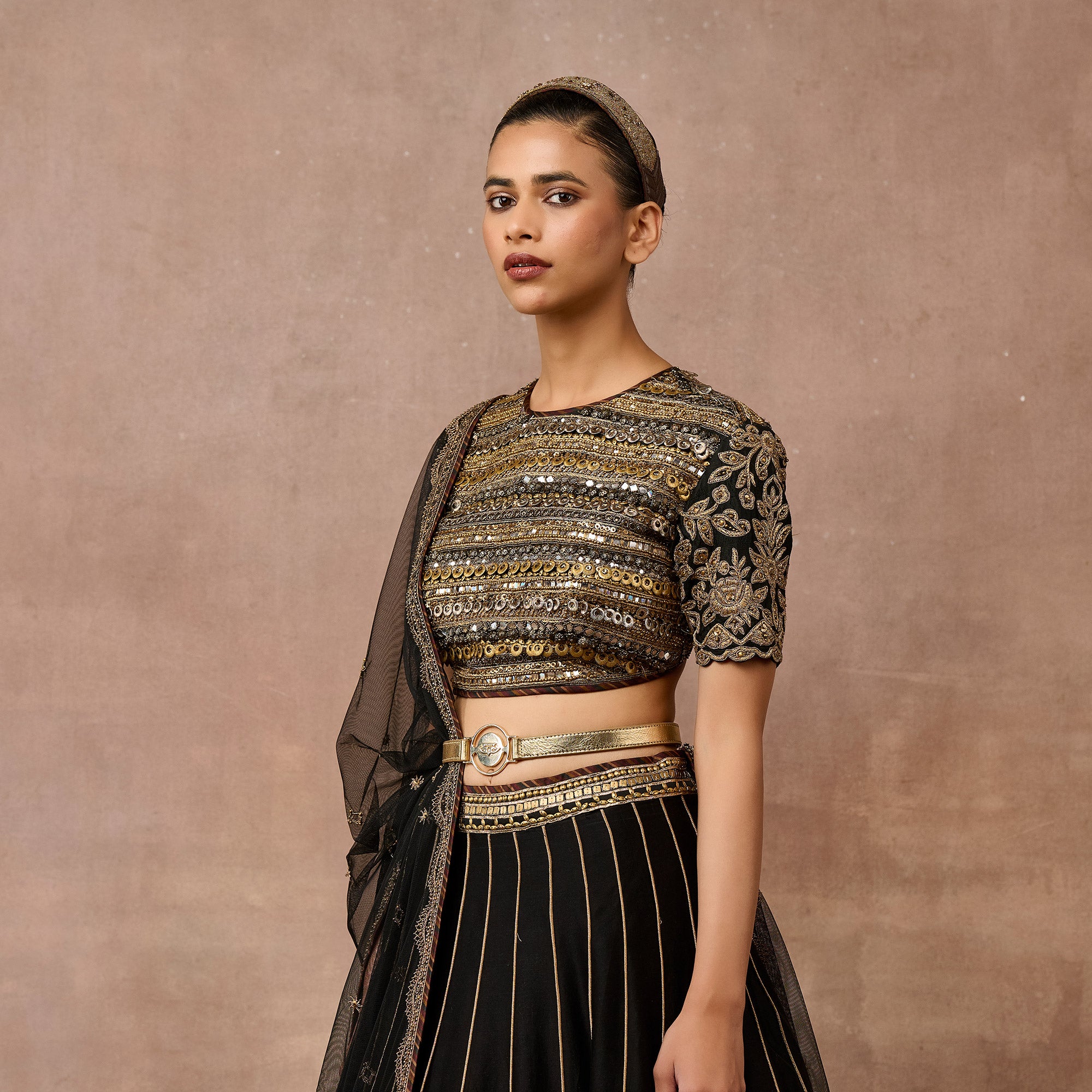 Black - Gold Skirt Set | EAST