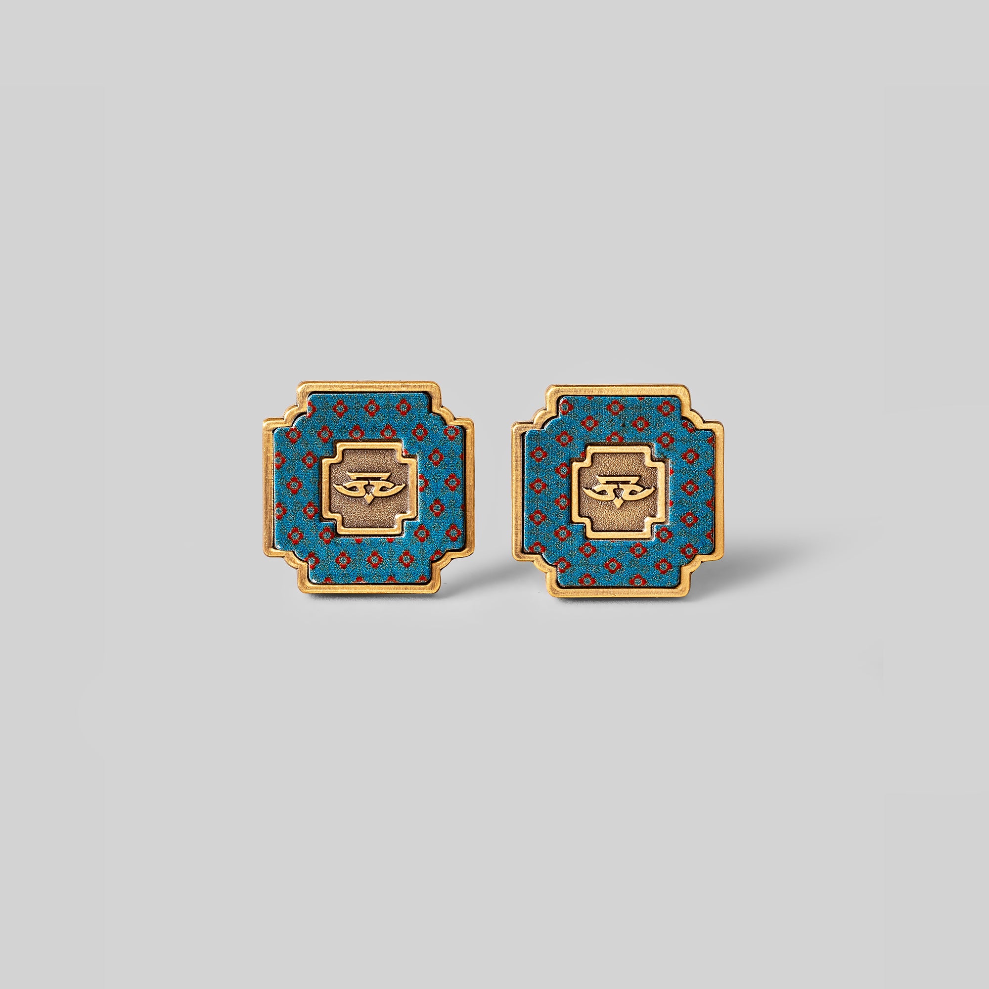 Blue Art Deco Square Cufflinks
